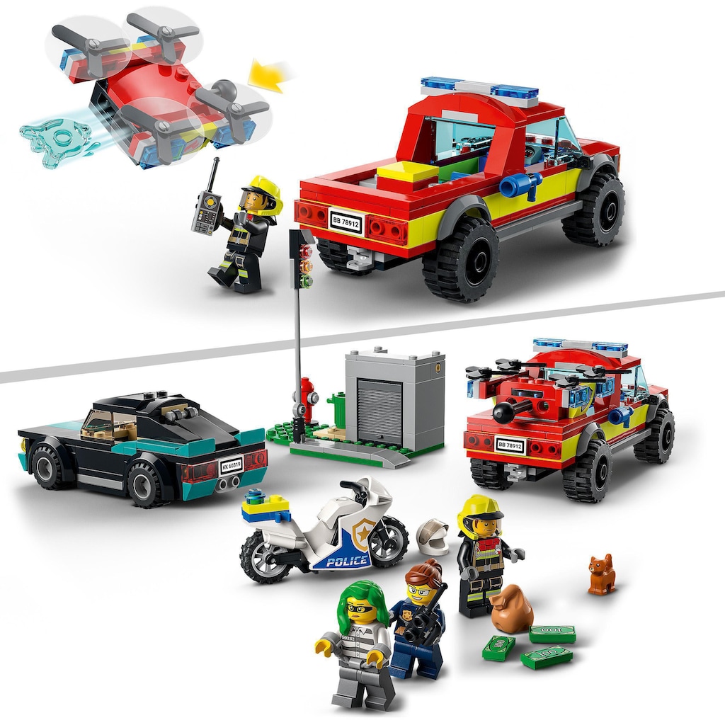 LEGO® Konstruktionsspielsteine »Löscheinsatz und Verfolgungsjagd (60319), LEGO® City«, (295 St.)