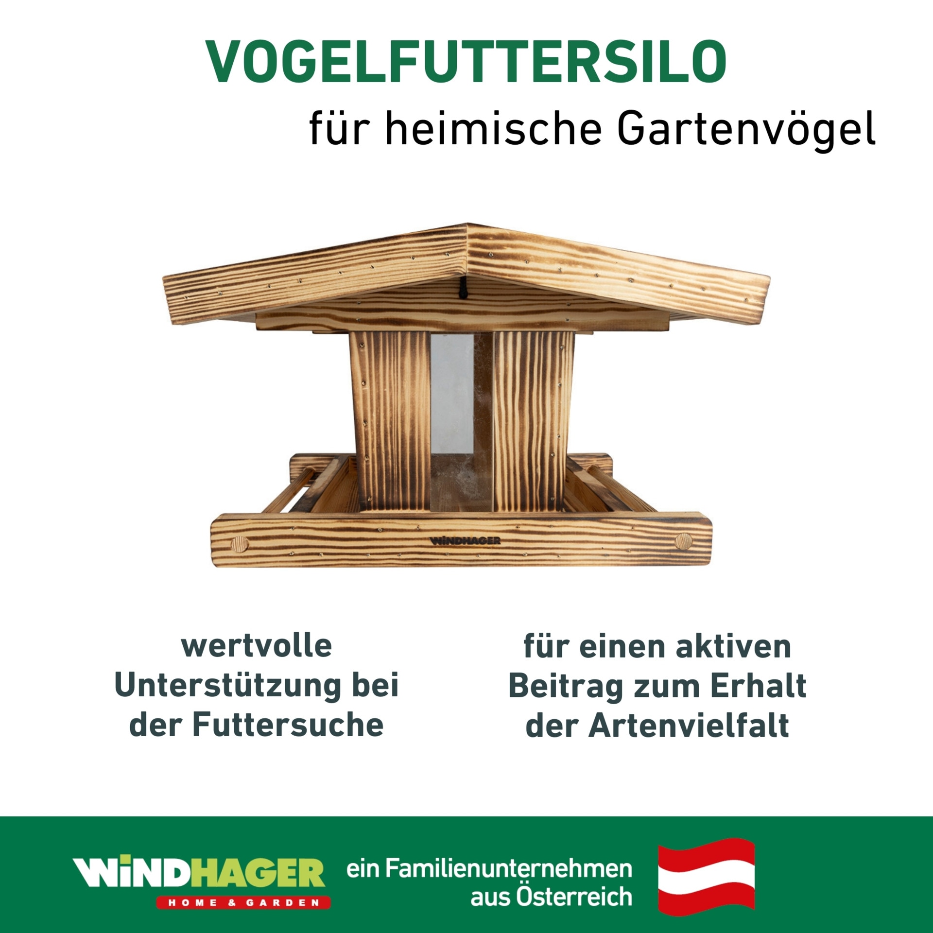 Windhager Vogelhaus »Canteen XL, Vogelfuttersilo aus massiven Kiefernholz« Futterstation inkl. Aufhängung, Füllvolumen ca. 4 Liter
