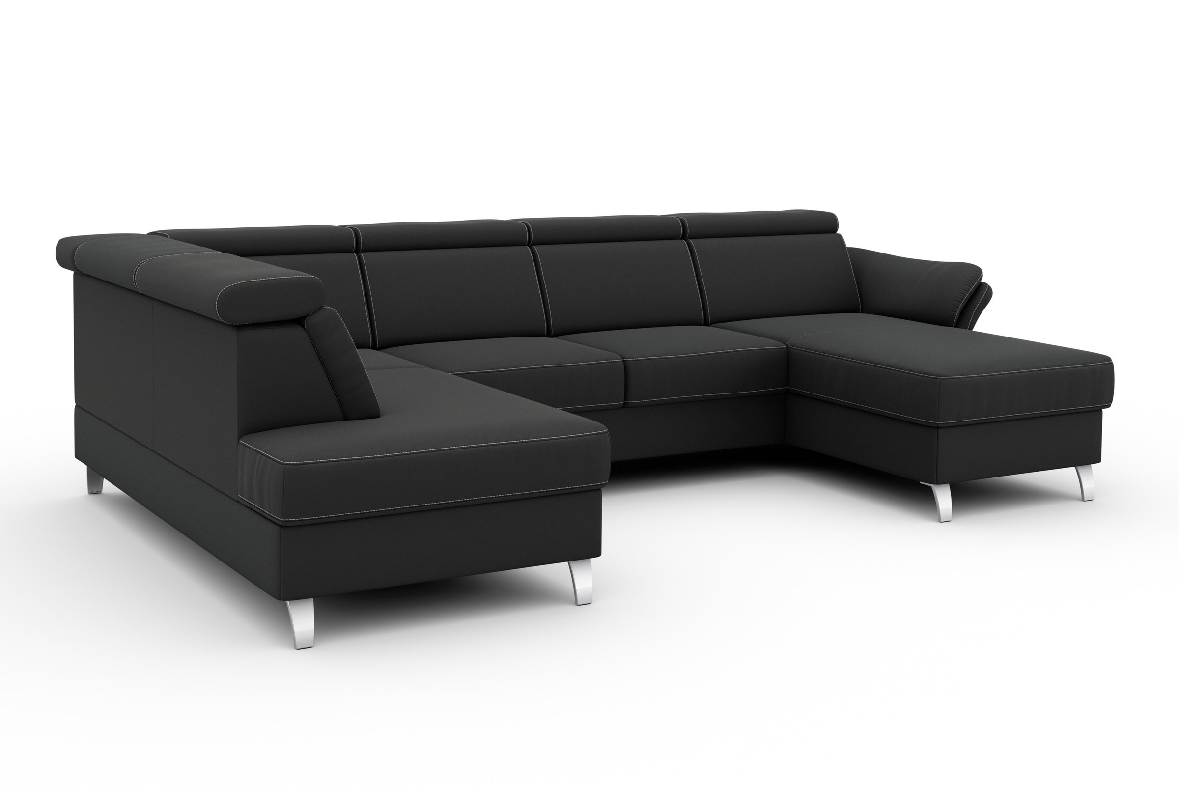 sit&more Wohnlandschaft »Vincenzo U-Form«, inklusive Kopfteilverstellung, wahlweise mit Bettfunktion, Bettkasten