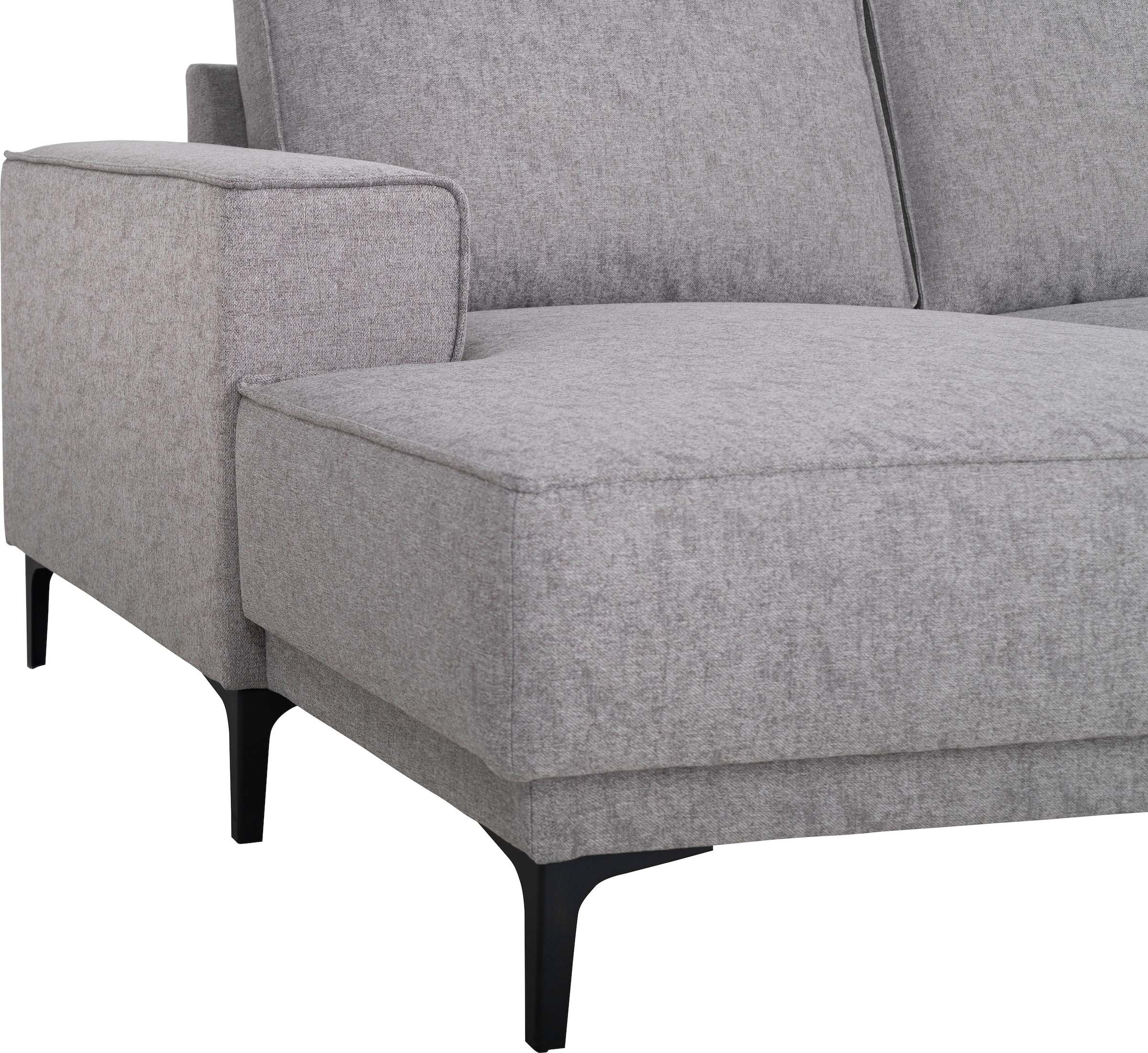 Places of Style Wohnlandschaft »XXL Sofa Oland, Struktur, Flachgewebe, Luxus-Microfaser, Boucle«, U-Form, 345 cm, Wellenunterfederung, Skandi-Design, Metallfüße