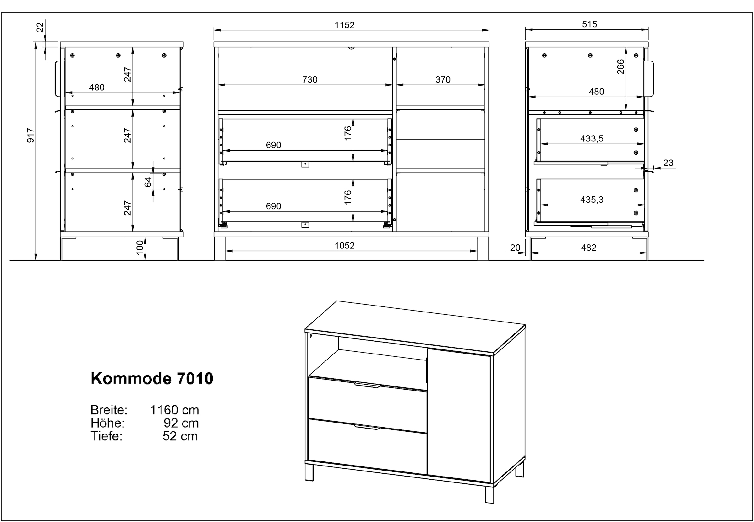 GERMANIA Wickelkommode »GW-Alkmaar«, bis 59 kg, Wickelaufsatz wieder spurlos abnehmbar, 115 cm