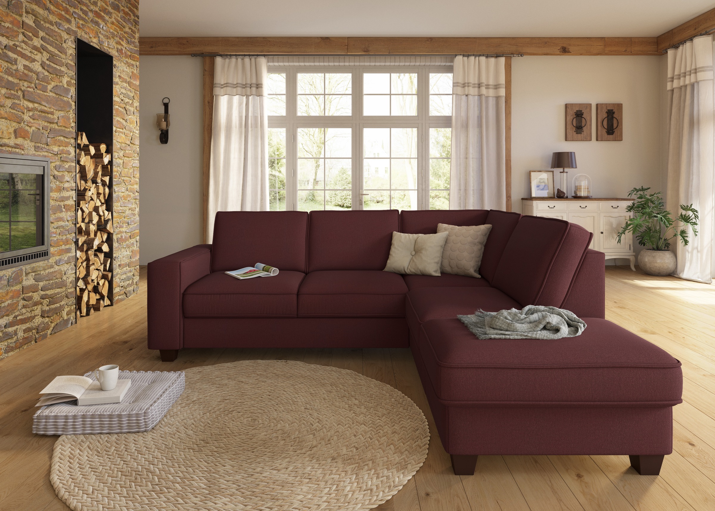 Home affaire Ecksofa »County L-Form« wahlweise Ottomane links oder rechts, günstig online kaufen