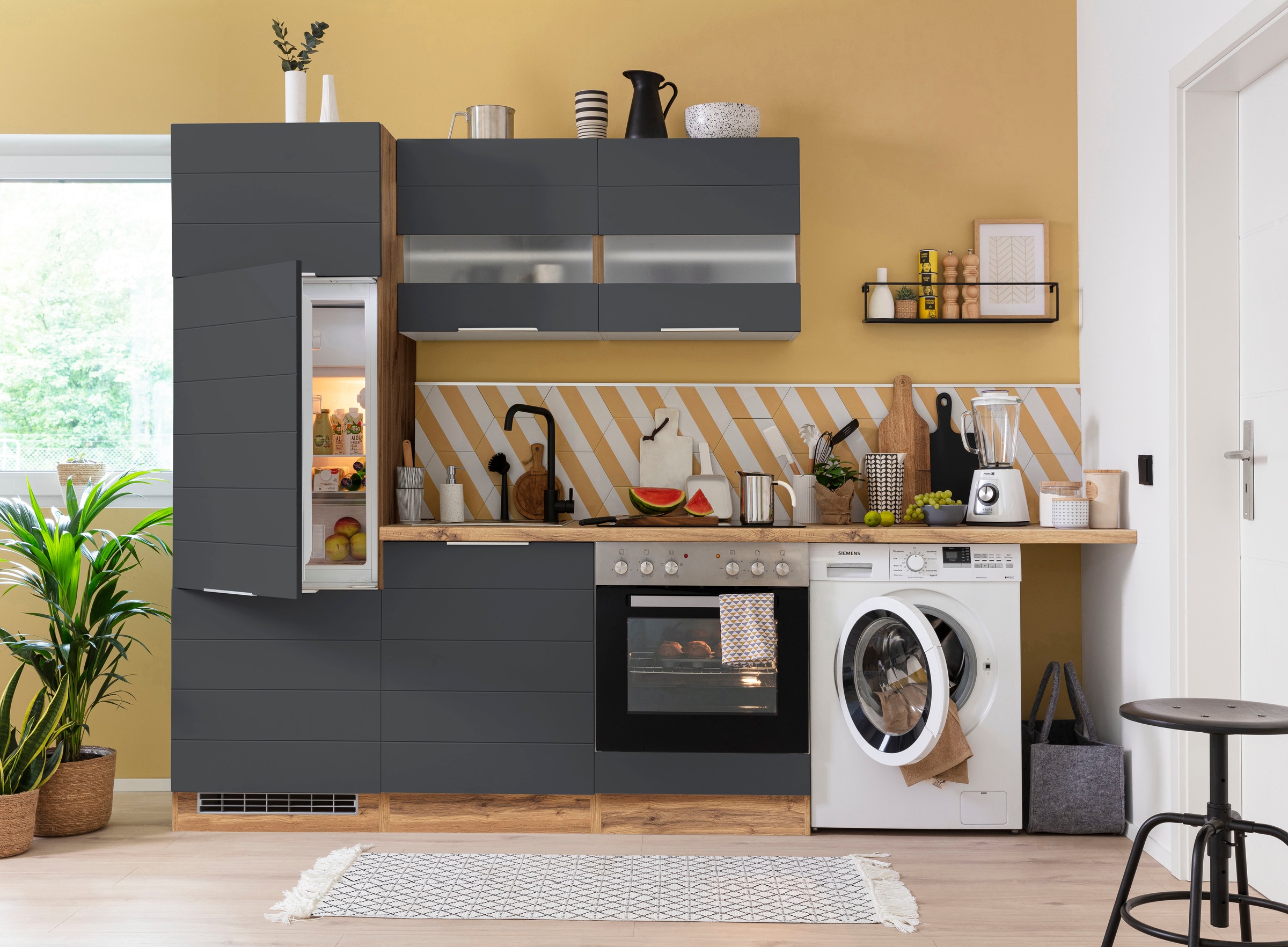 KOCHSTATION Winkelküche »KS-Luhe«, Stellbreite 240x270 cm, wahlweise mit oder ohne E-Geräten, MDF-Fronten