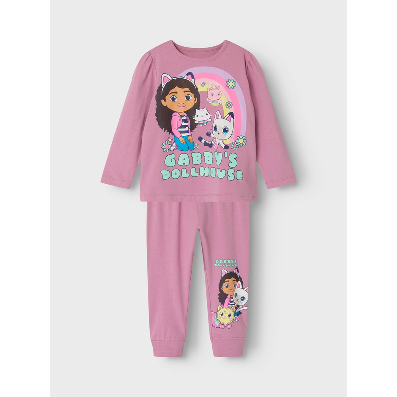 NAME IT Schlafanzug »NMFSABA GABBY LS NIGHTSET NOOS SKY« Set, 2 Stk. tlg., mit süßen Motiven Mauve Orchid 110 (116) 110 (116) Schlafanzug von name...