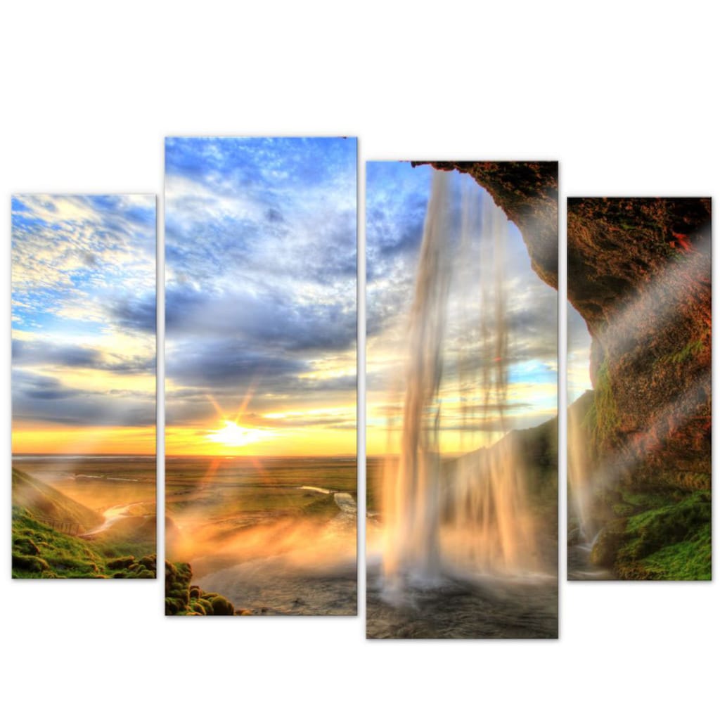 Wall-Art Mehrteilige Bilder »Fernweh Wasserfall (4-teilig)«, (Set, 4 St.)