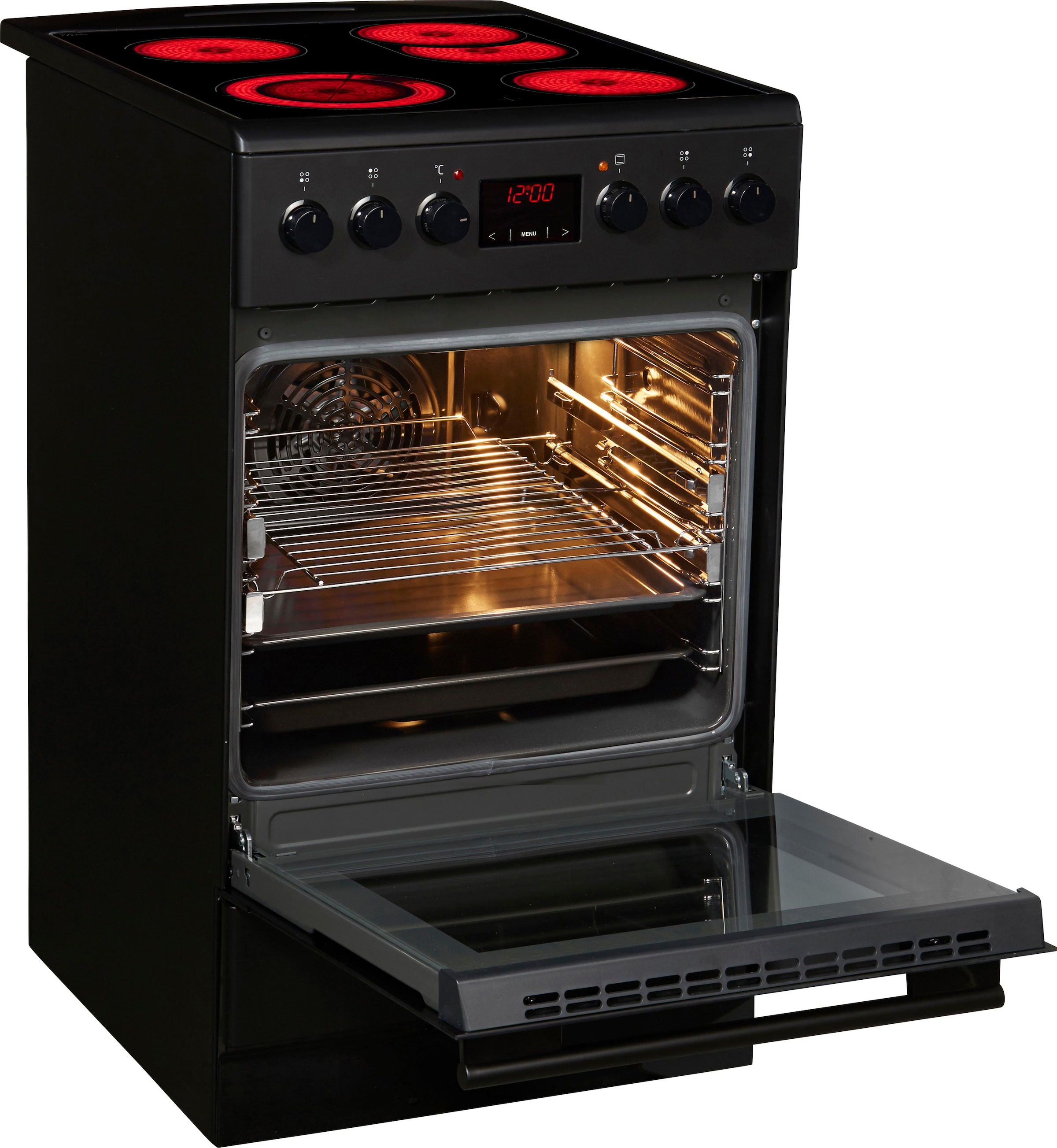 Amica Elektro-Standherd »SHC 11503 SM«, mit 2-fach-Teleskopauszug, Steam Clean, Ofen mit 11 Programmen und zweistufig ausziehbaren Backblechschienen.