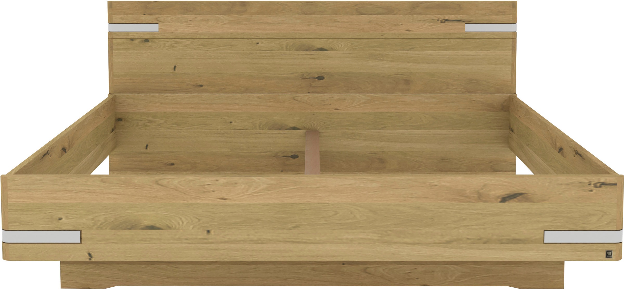 Musterring Holzbett »Savona«, (Belastbarkeit 220 Kg, 4-fache Liegehöhenverstellung, MADE IN GERMANY), Kopfteil in Bianco-Eiche massiv, Details in Chrom, verschiedene Größen