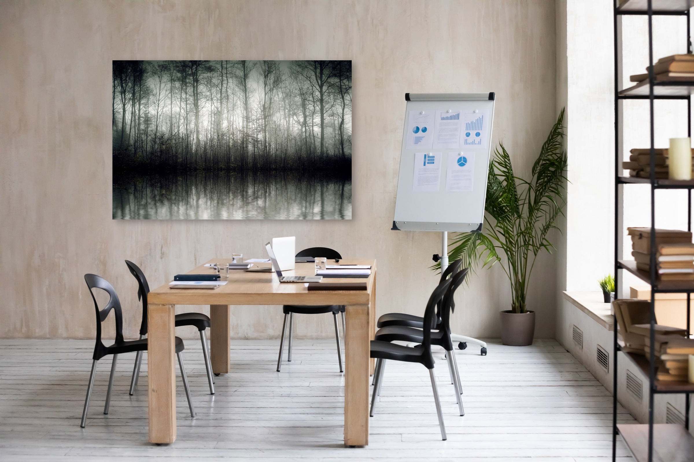 queence Leinwandbild »Der Nebel«, Bäume-Baumbilder-Kunst, (1 St.), Akustikb günstig online kaufen