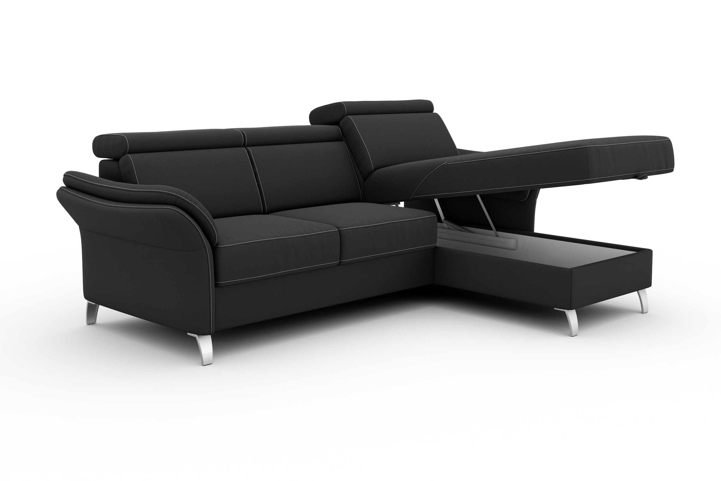 sit&more Ecksofa »Vincenzo L-Form«, inklusive Kopfteilverstellung, wahlweise mit Bettfunktion, Bettkasten