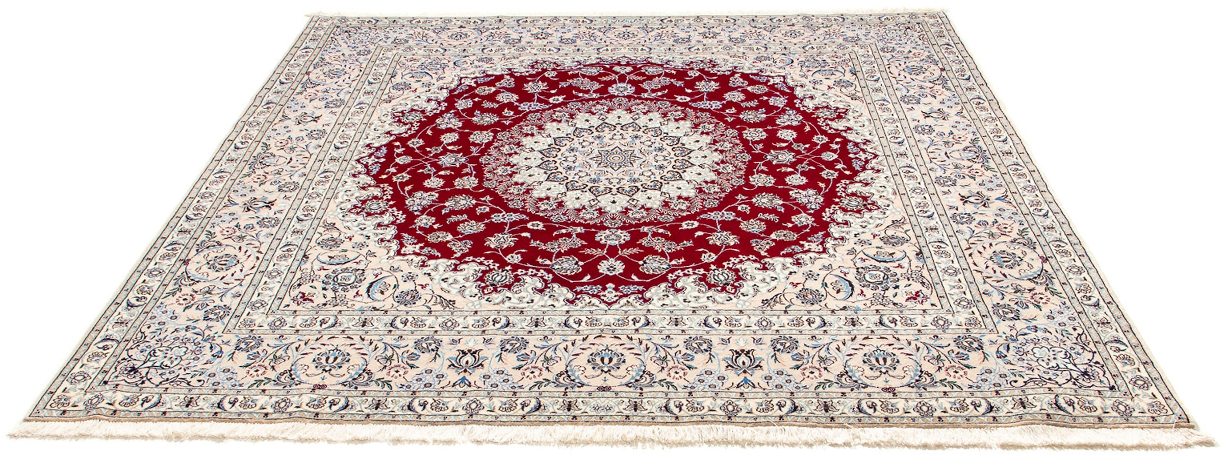 Bild von morgenland Orientteppich »Perser - Nain - Premium quadratisch - 204 x 193 cm - beige«, quadratisch, Wohnzimmer, Handgeknüpft, Einzelstück mit Zertifikat