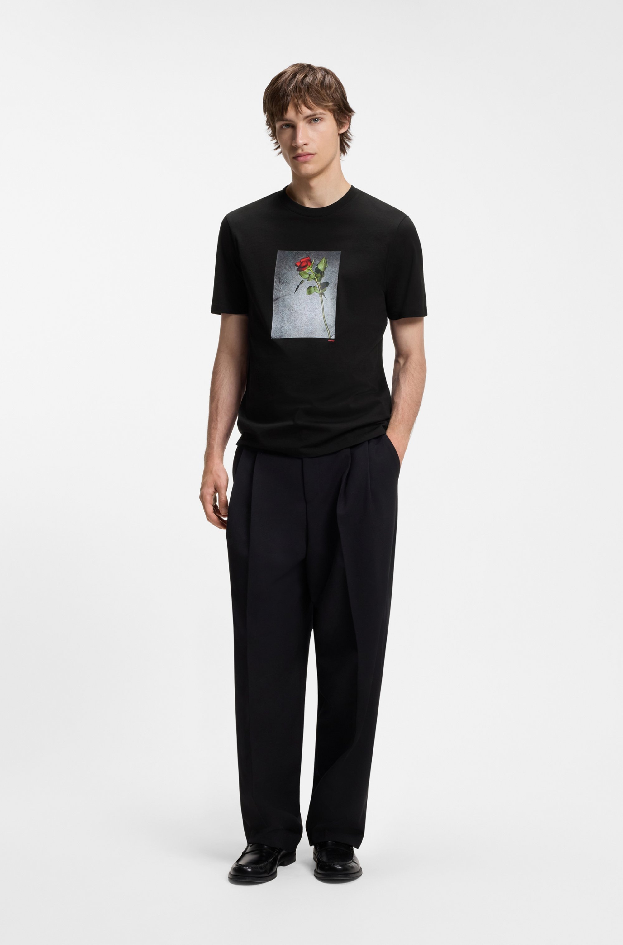 HUGO T-Shirt »Durose« Fotodruck, reine Baumwolle, Regular Fit