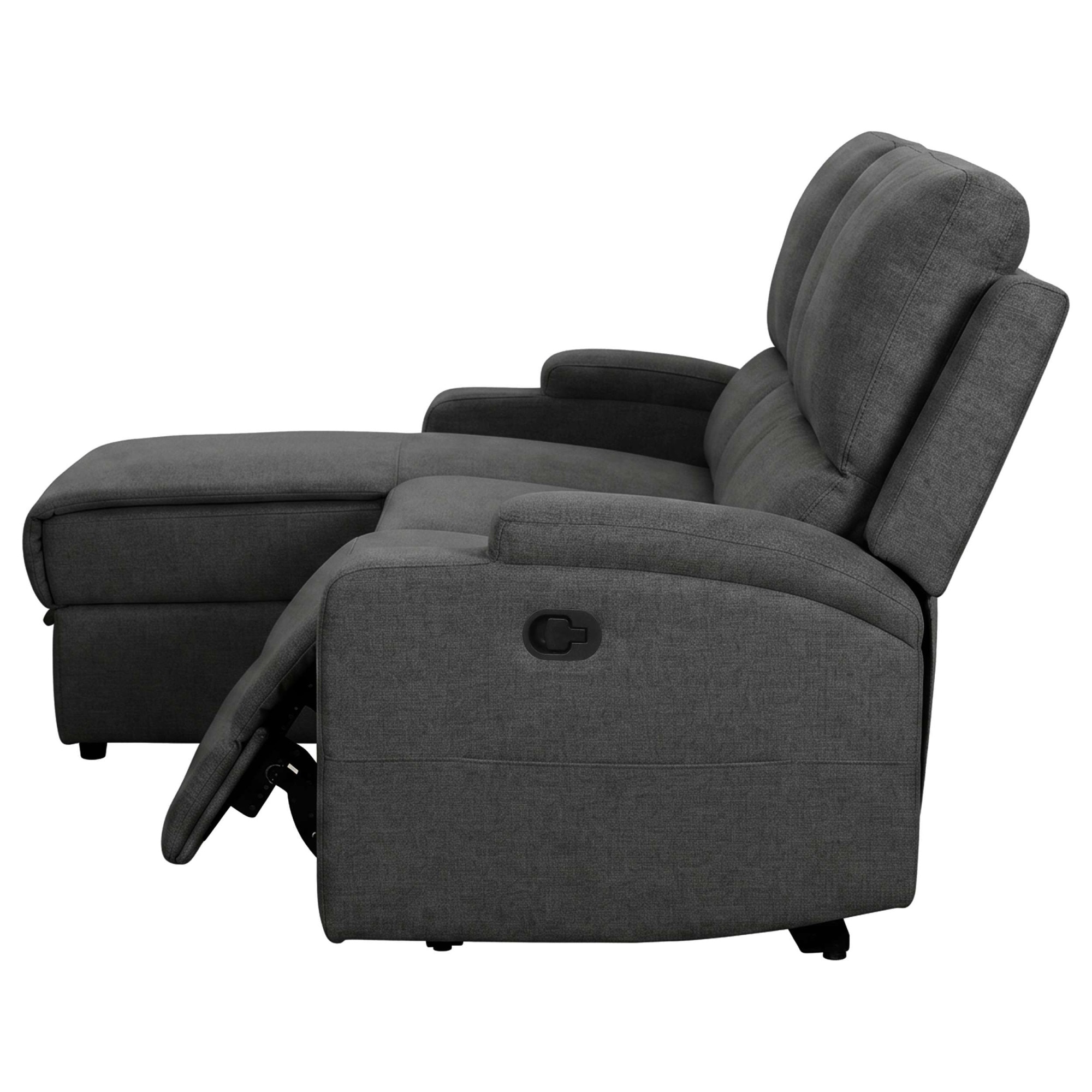 OTTO home Ecksofa »NAPORI Struktur-Bezug, L-Form, 210cm, man./elektr. Relaxfunktion« USB-A bei elektr. Variante, Staukasten, Seitentaschen u. Federkern