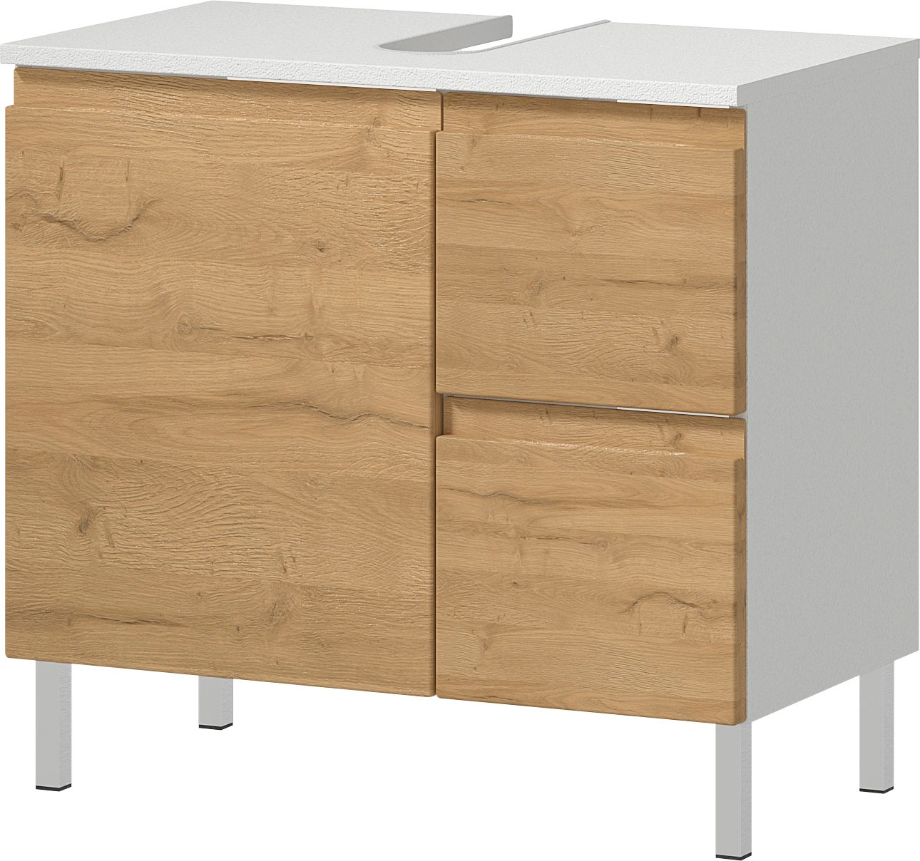 GERMANIA Badmöbel-Set »Torrance«, (3 St.), Waschbecken-Unterschrank, Spiegelschrank mit Beleuchtung, Hochschrank