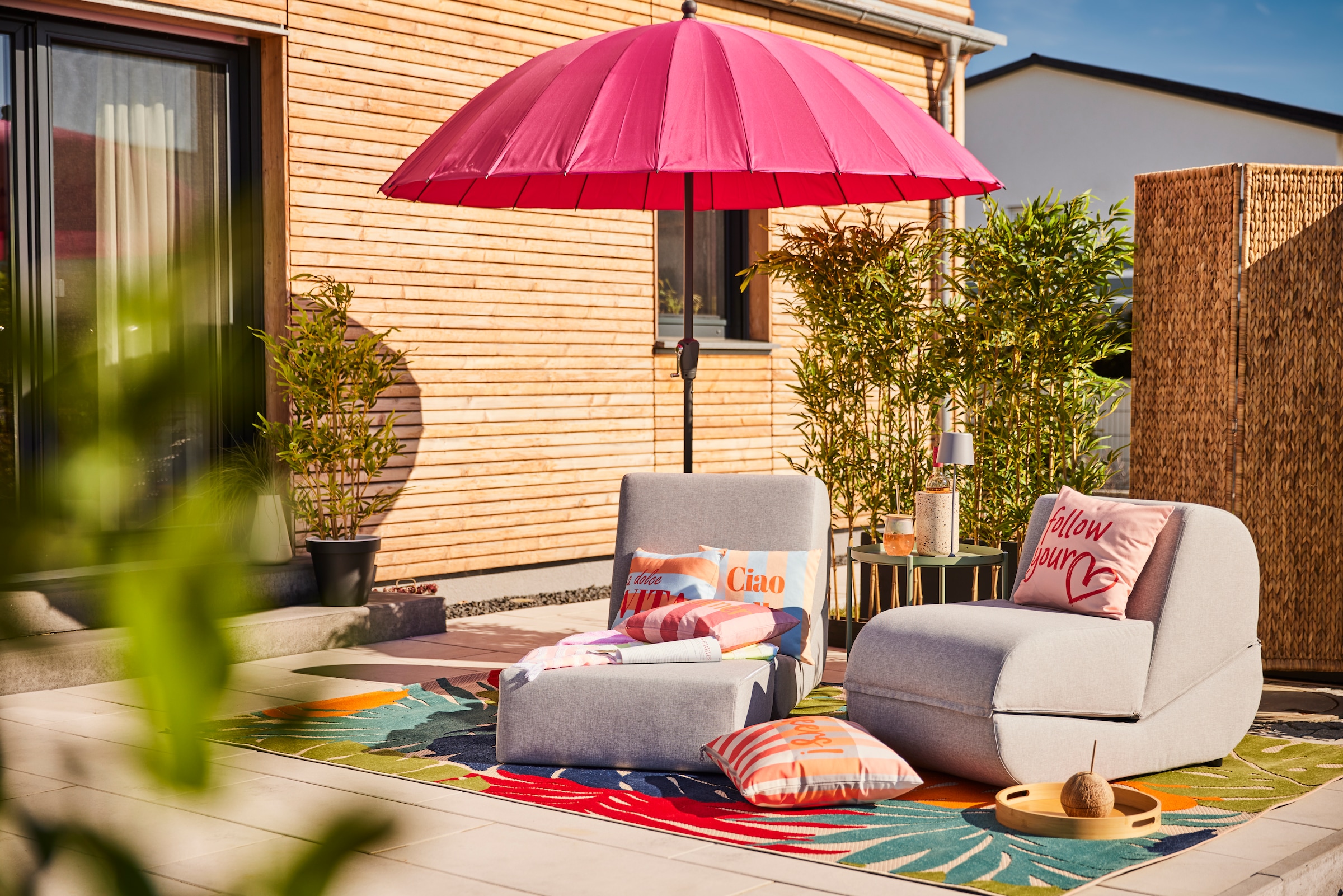Garden Pleasure Sonnenschirm, mit 24 Streben, pink