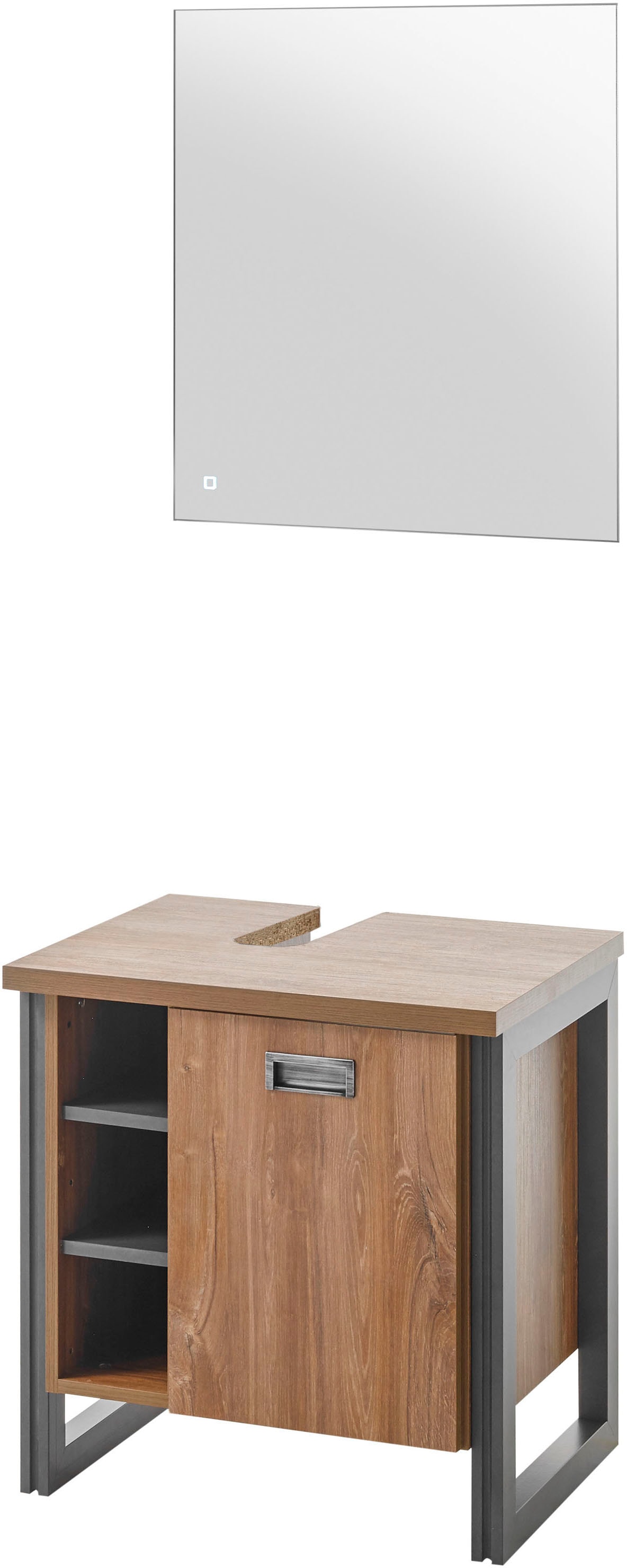 Home affaire Badmöbel-Set »Detroit, Bad im Industrialdesign, inkl. LED, 2-t günstig online kaufen