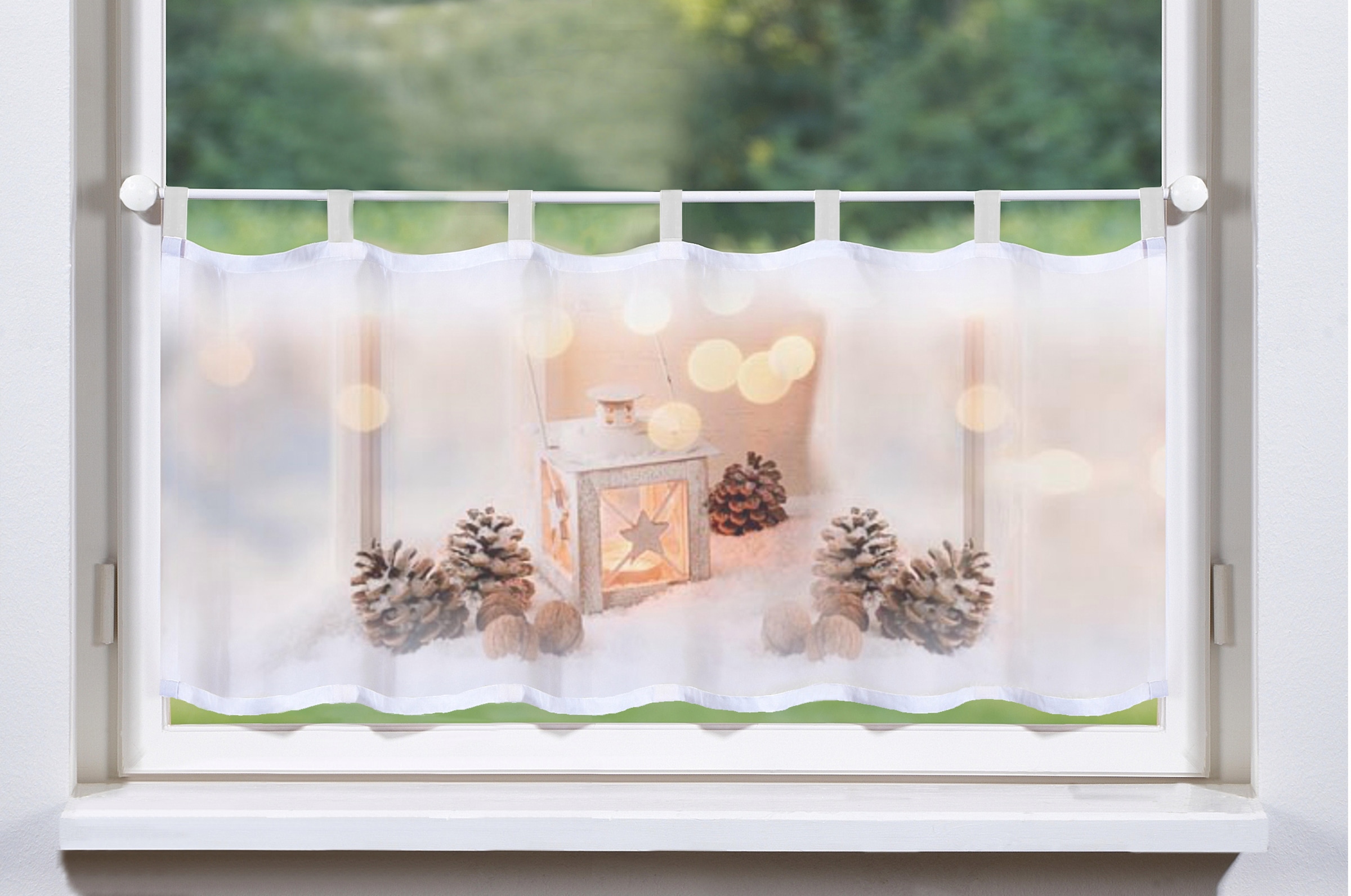 HOME WOHNIDEEN Scheibengardine »XMAS«, (1 St.), HxB: 45x120, Schlaufencafehaus  Digitaldruck bequem und schnell bestellen