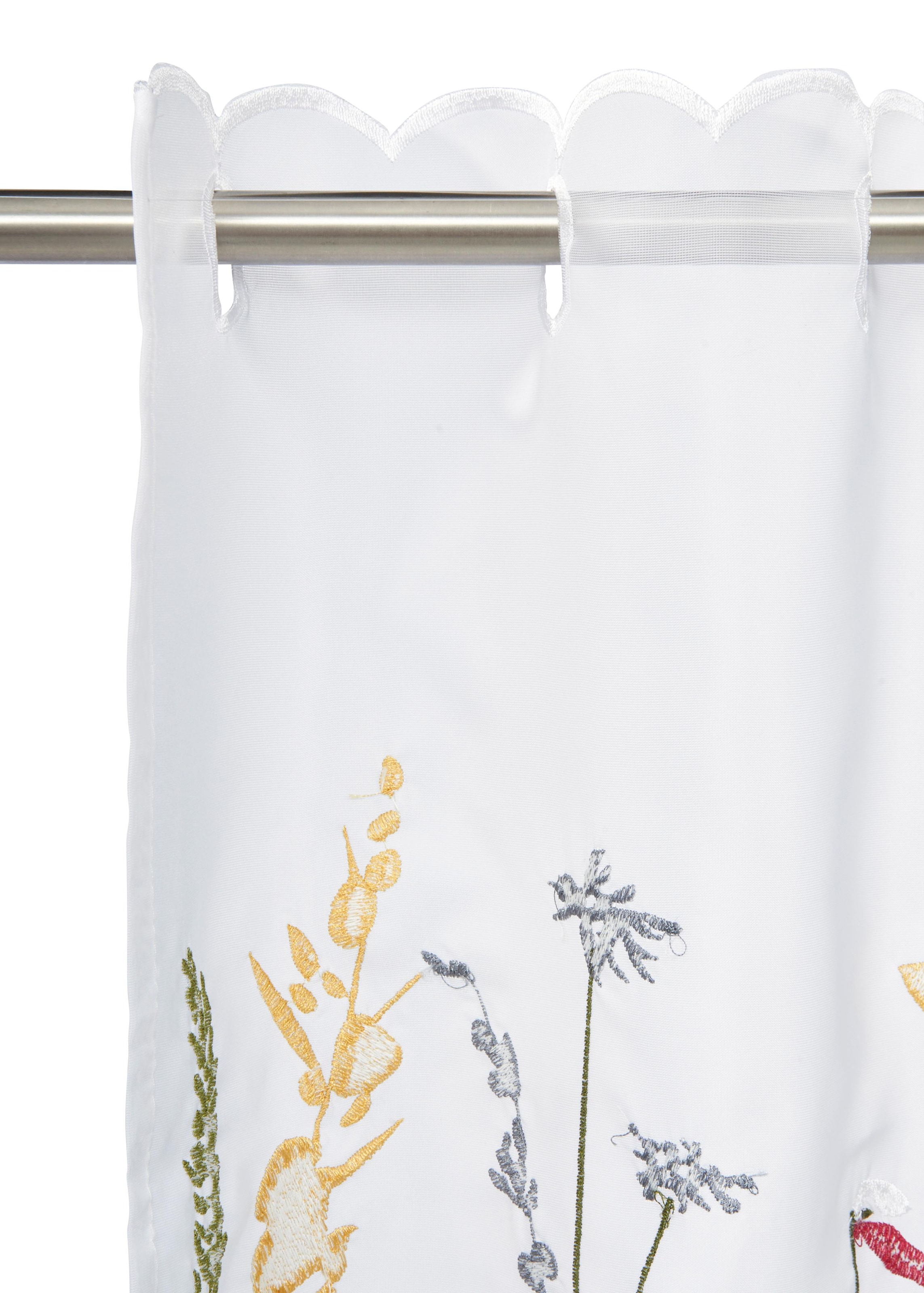 Home affaire Scheibengardine »Bille«, (1 St.), transparent, mit einseitiger Stickerei, waschbar, Blumen