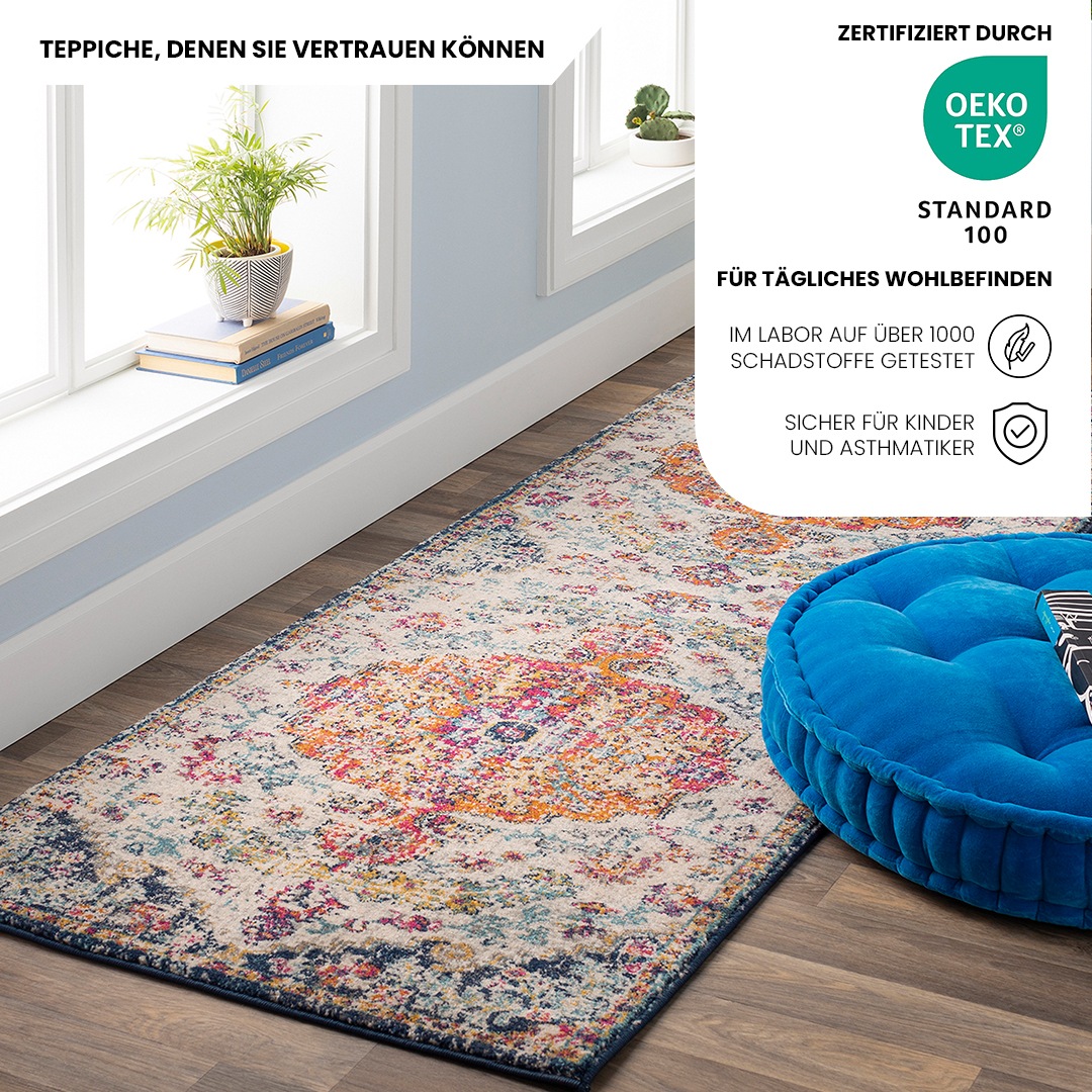 Livabliss Teppich »MUNICH«, rechteckig, 11 mm Höhe, Vintage Orientteppich, Kurzflor Boho Wohnzimmerteppich, Läufer
