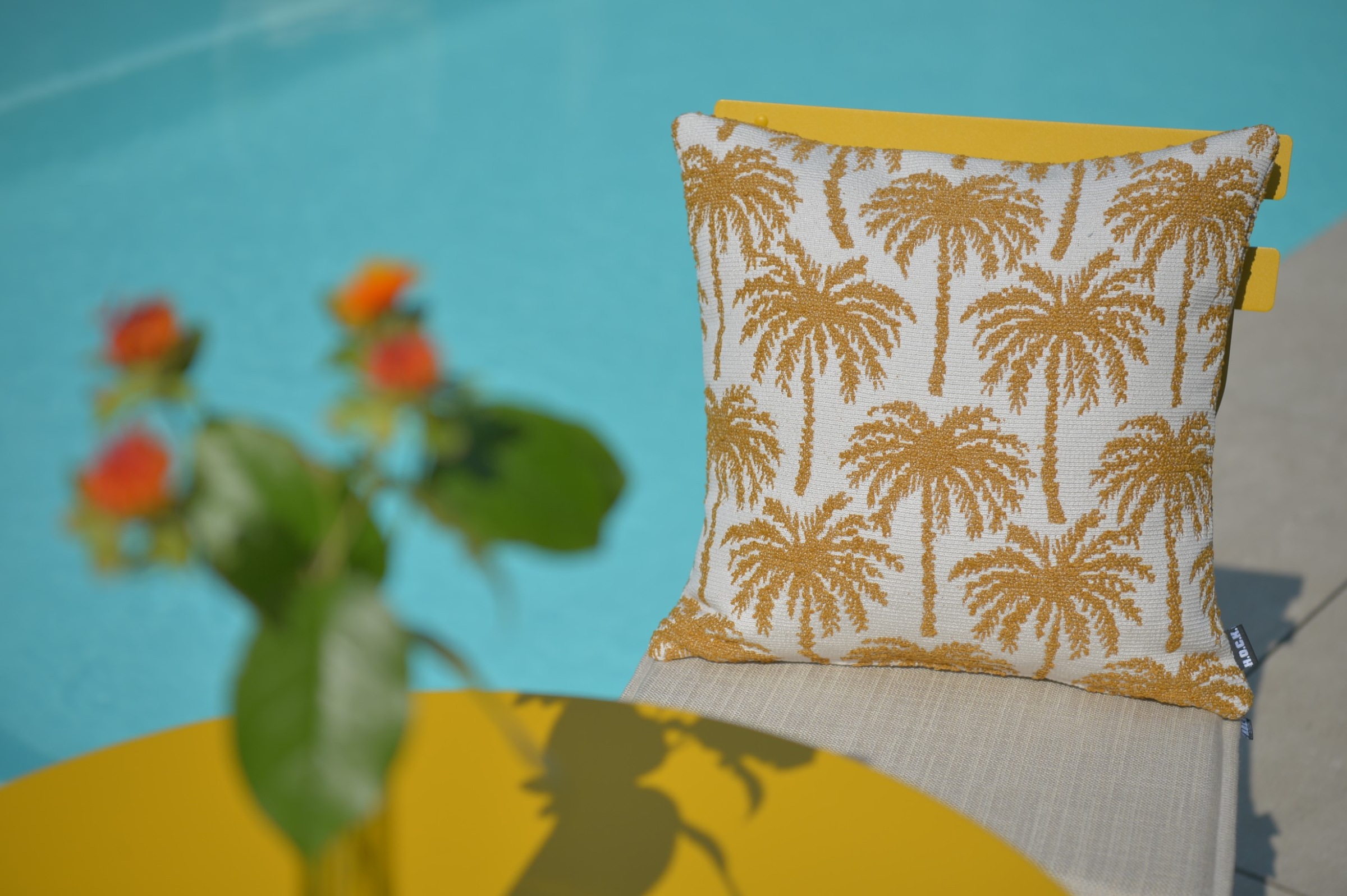 H.O.C.K. Dekokissen »Vamosa Palms«, Outdoorkissen inkl. Füllung, 45x45cm, Dekokissen, Palmen, schwarz