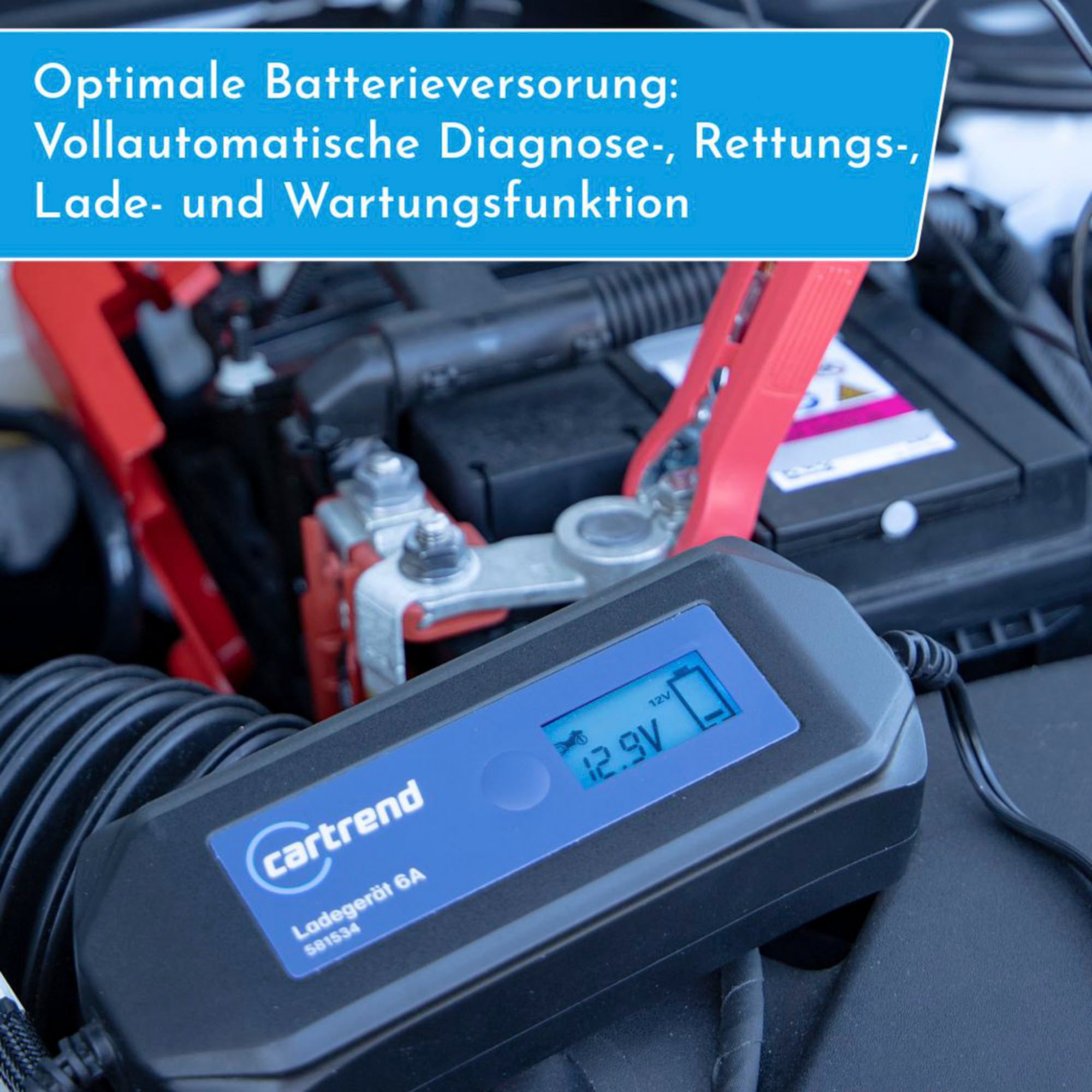 Cartrend Autobatterie-Ladegerät »Batterieladegerät DP6.1 mit Mikroprozessor-Technologie 6V/12V, 6A«