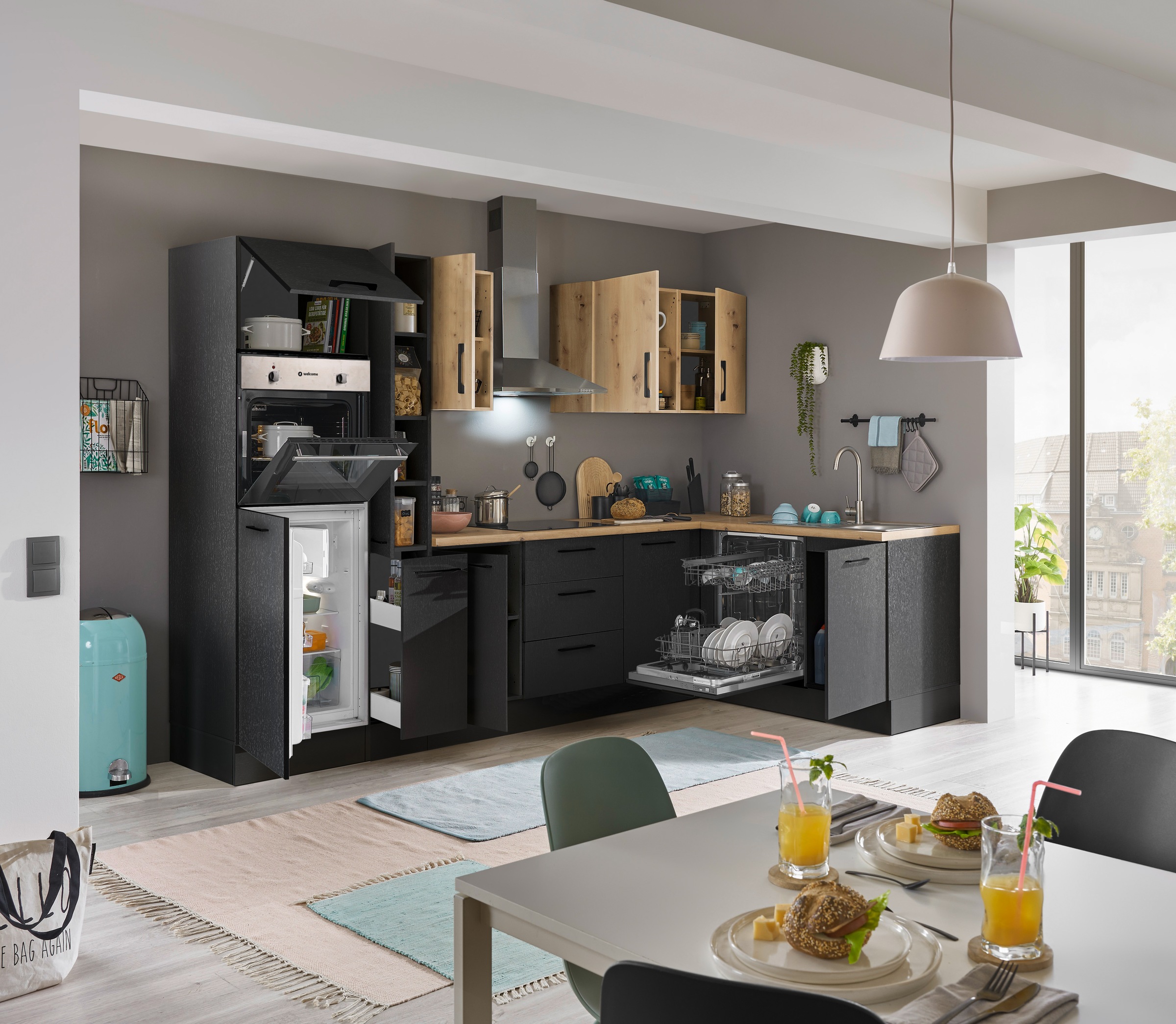 BASIC by Balculina Winkelküche »Turin«, Stellbreite 310x175 cm, wahlweise mit E-Geräten