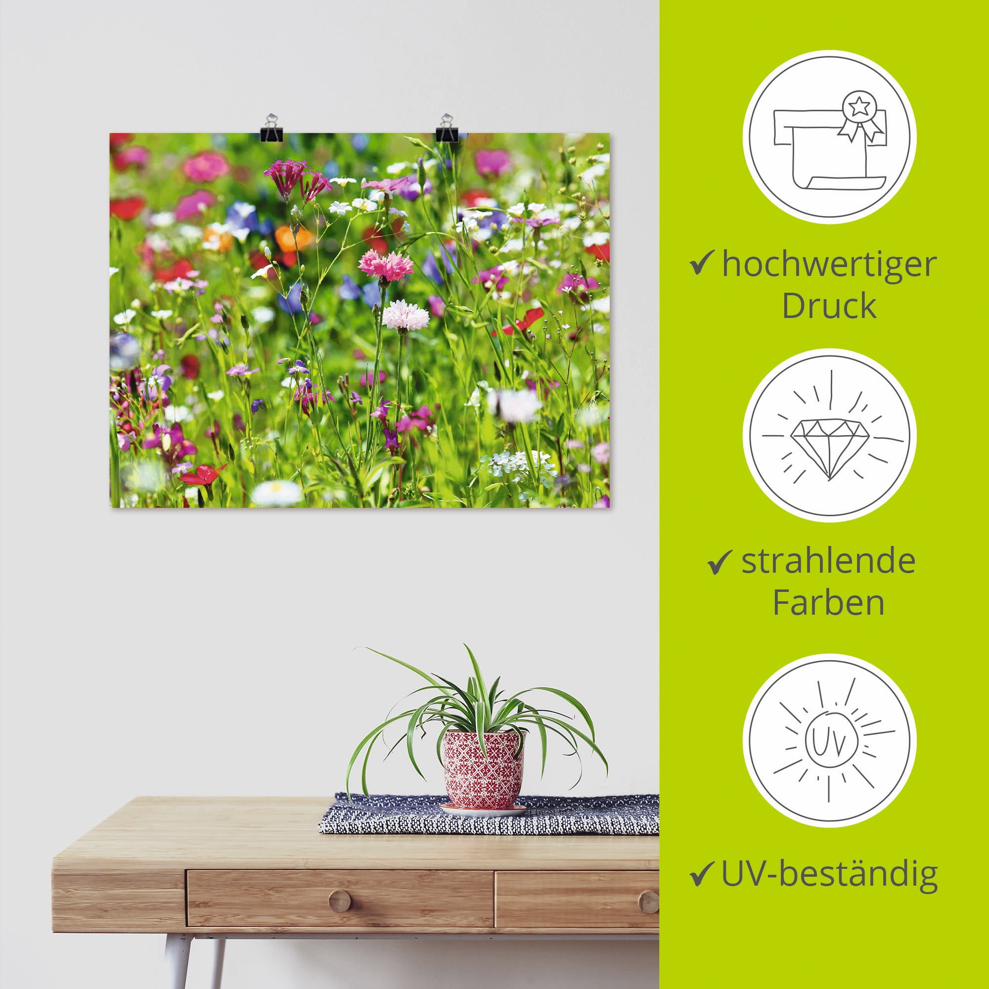 Artland Wandbild »Blumenwiese I«, Blumenwiese, (1 St.), als Leinwandbild, Poster in verschied. Größen