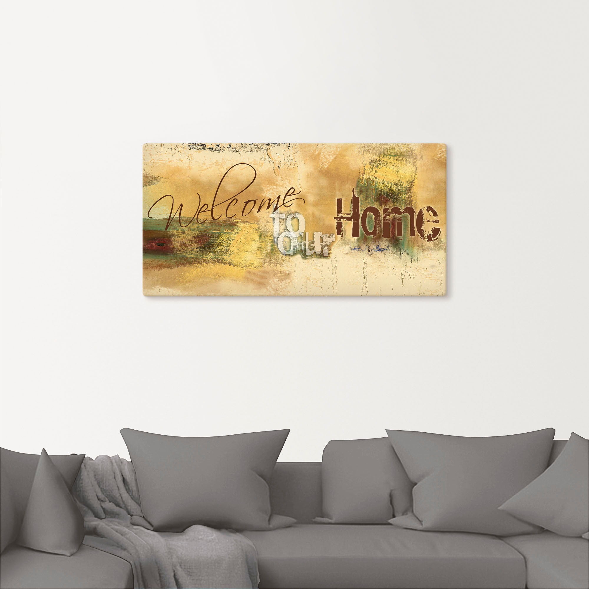 Artland Wandbild »Willkommen in unserem Zuhause«, Sprüche & Texte, (1 St.), als Alubild, Outdoorbild, Leinwandbild, Poster, Wandaufkleber