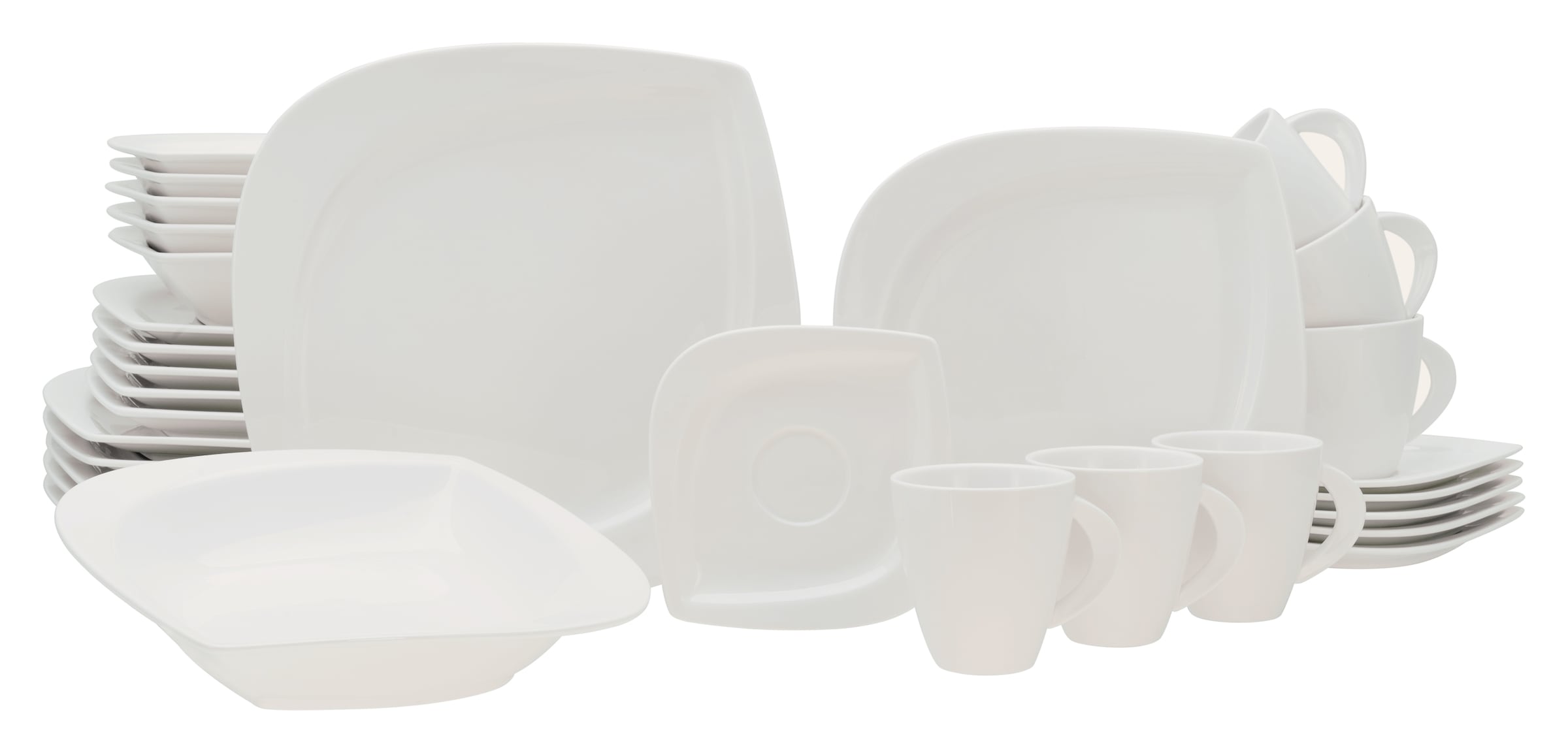 CreaTable Kombiservice »Geschirr-Set Melbourne«, (Set, 30 tlg., Kaffeeservice und Tafelservice im Set, für 6 Personen), Service, elegante Blattform, 30 Teile, für 6 Personen