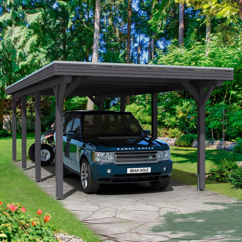 SKANHOLZ Einzelcarport »Spessart« Leimholz, Nordisches Fichtenholz 291 cm dunkelgrau dunkelgrau