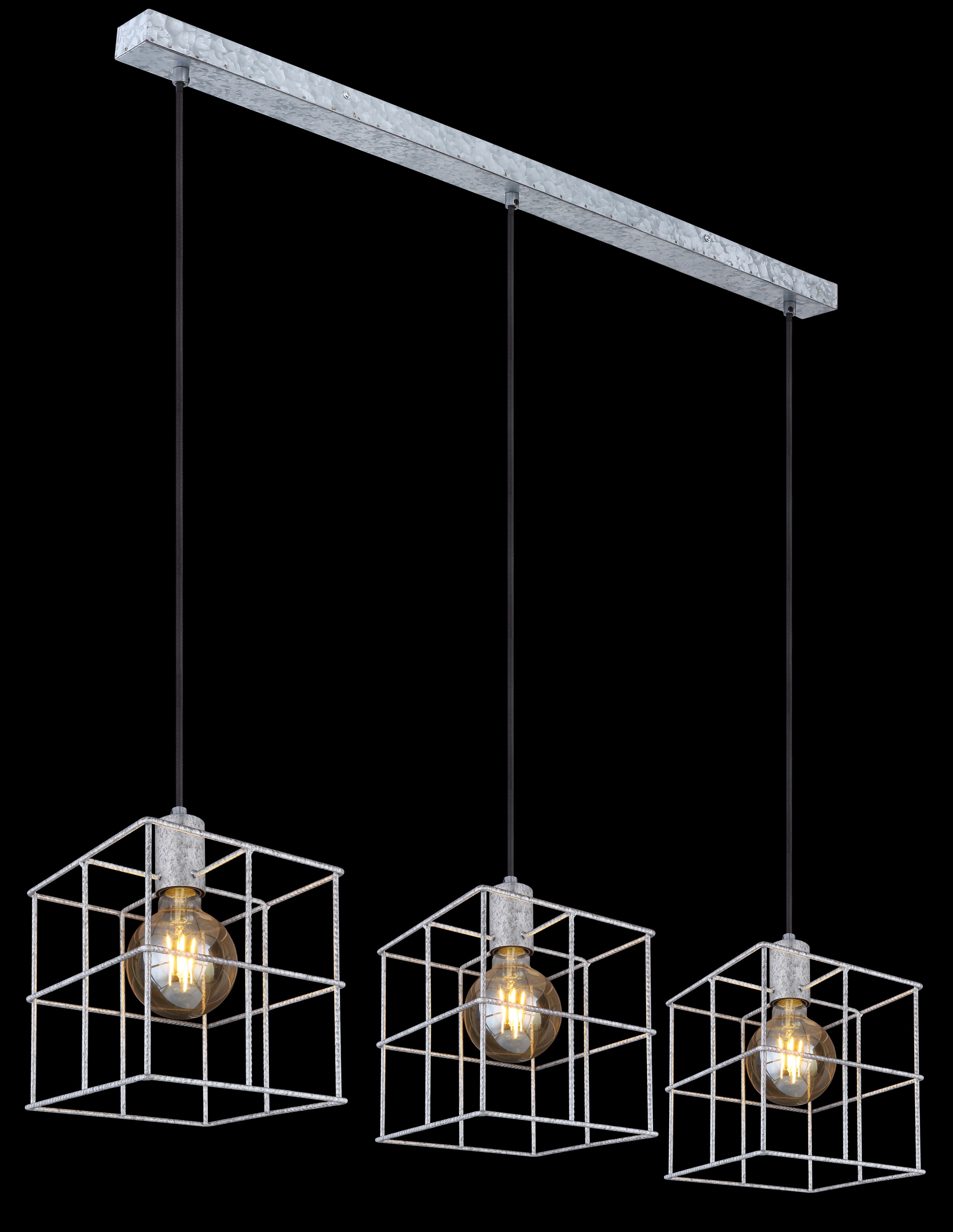 GLOBO LIGHTING Hängeleuchte »MERRIL« E27 1 Stk. Zinkfarbene Hängeleuchte mit Betonstahl-Käfigen, E27 3x60W