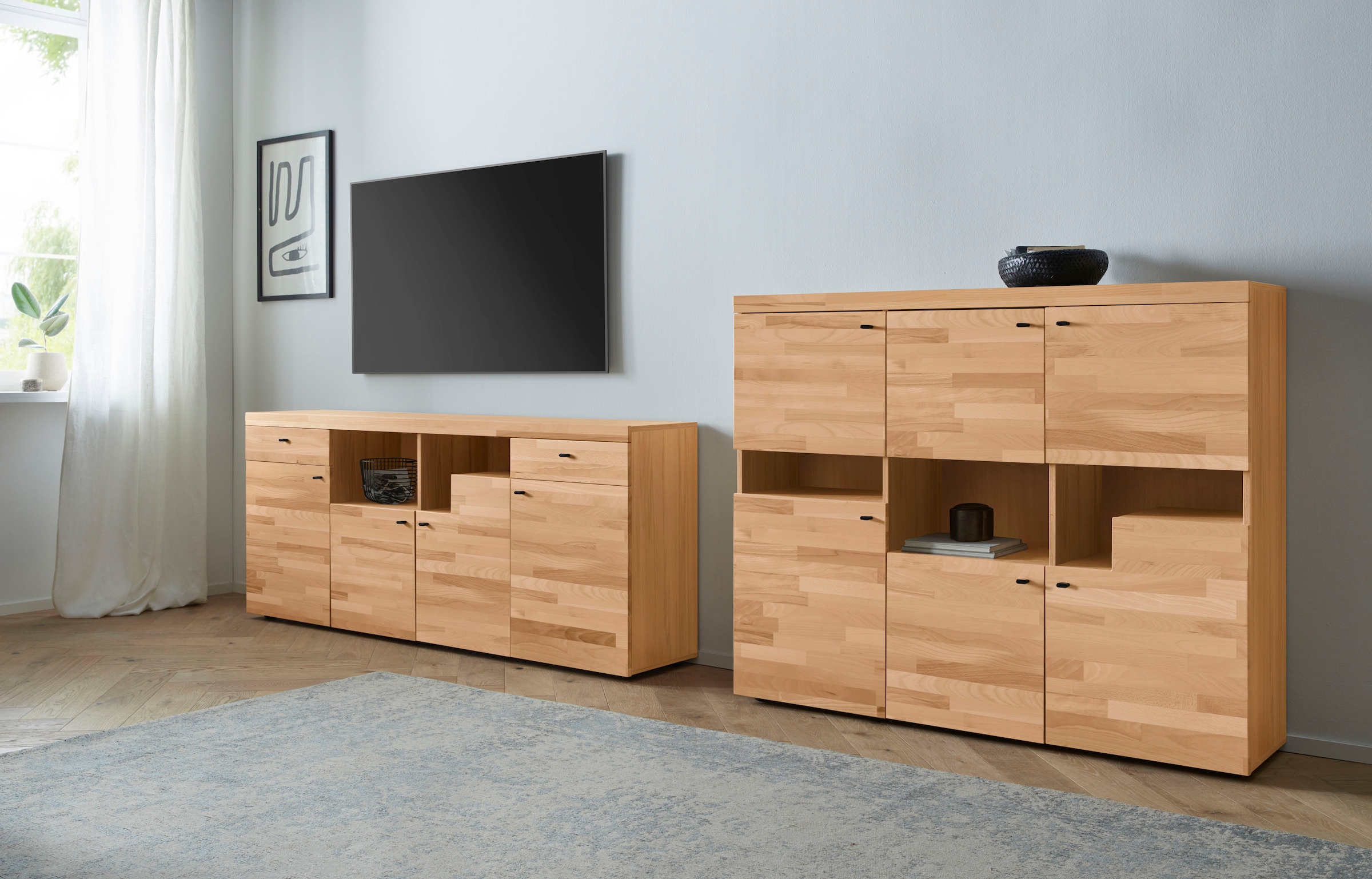 Home affaire Sideboard »Divupe«, Kommode Breite 186 cm, Fronten aus Massivholz, FSC®-zertifiziert