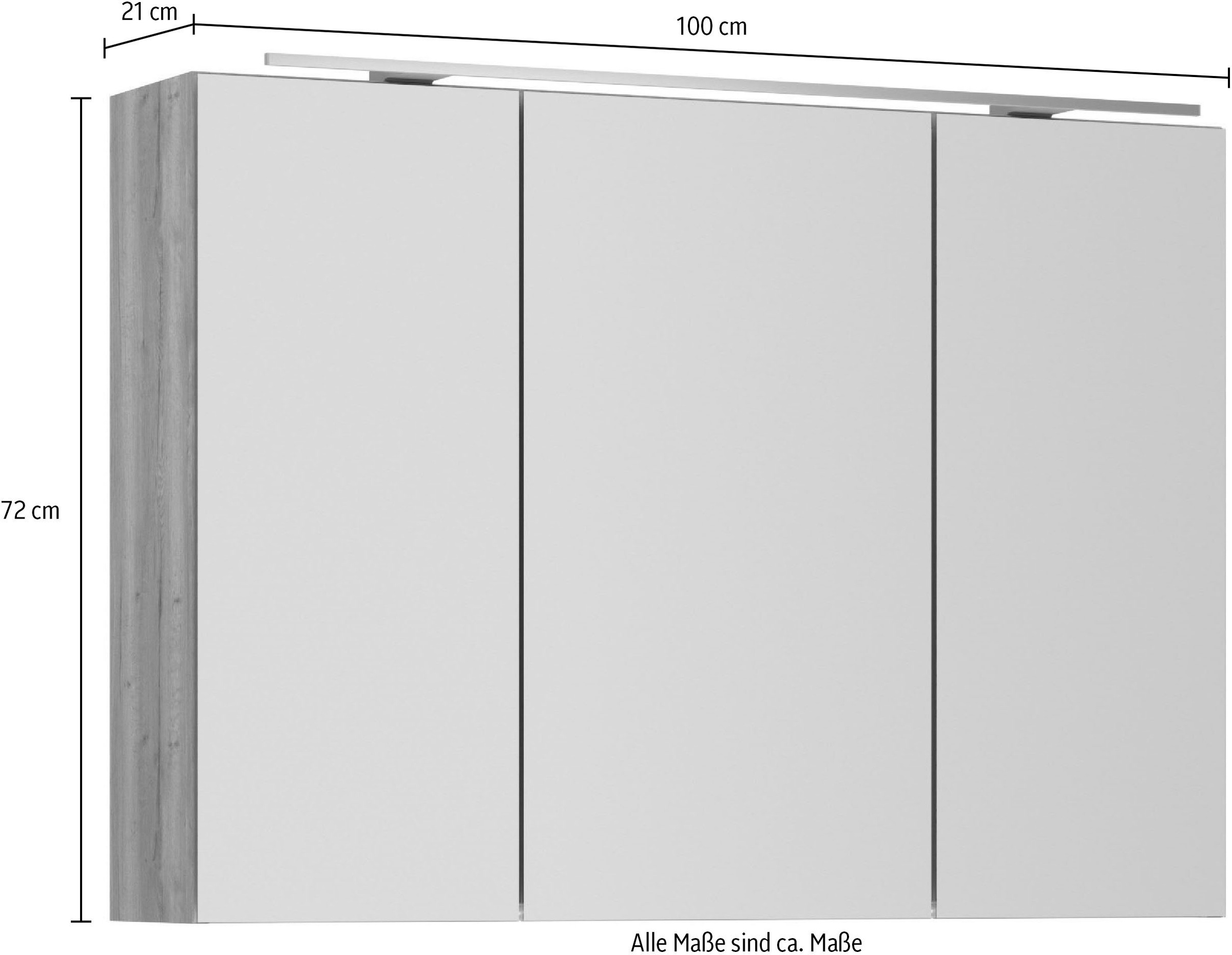 nobilia® Spiegelschrank »Prina«, (inkl. Beleuchtung mit Dimmerfunktion), in Breiten 60, 80, 100 und 120 cm, innenliegende Steckdose