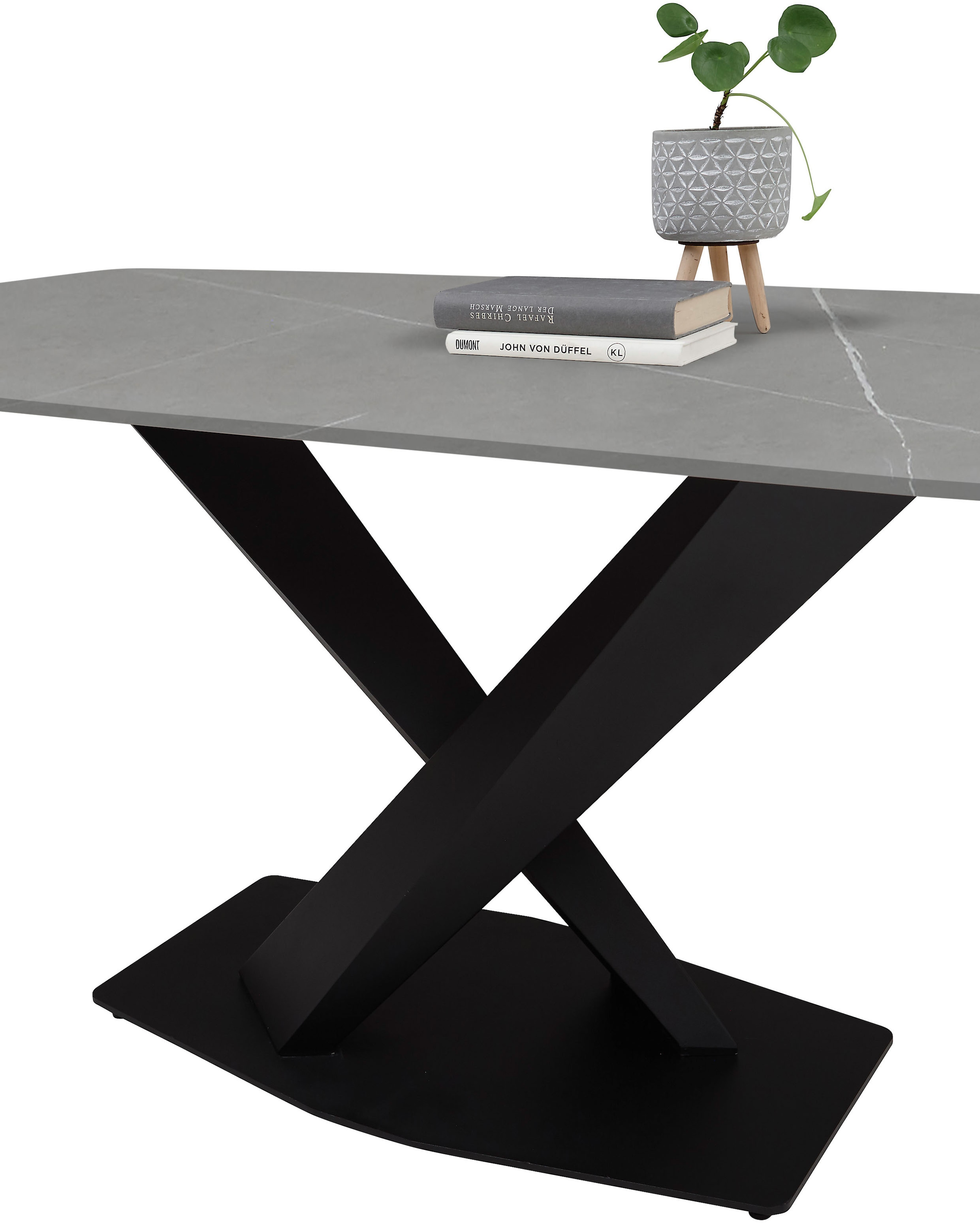 Stolkom Esstisch »Ventura Esszimmertisch Keramik, Esstisch Keramik BxHxT 180x75x90 cm«, Keramikoberfläche abgerundete Ecken, Metallgestell schwarz matt