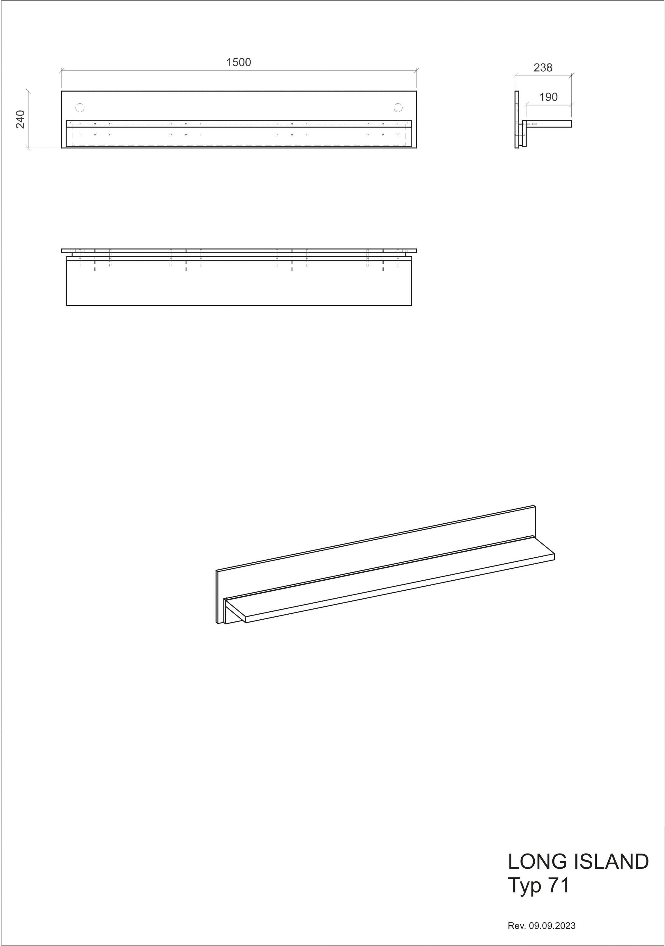 INOSIGN Wandboard »LONG ISLAND«, in moderner Trendfarbe, inklusive Beleuchtung