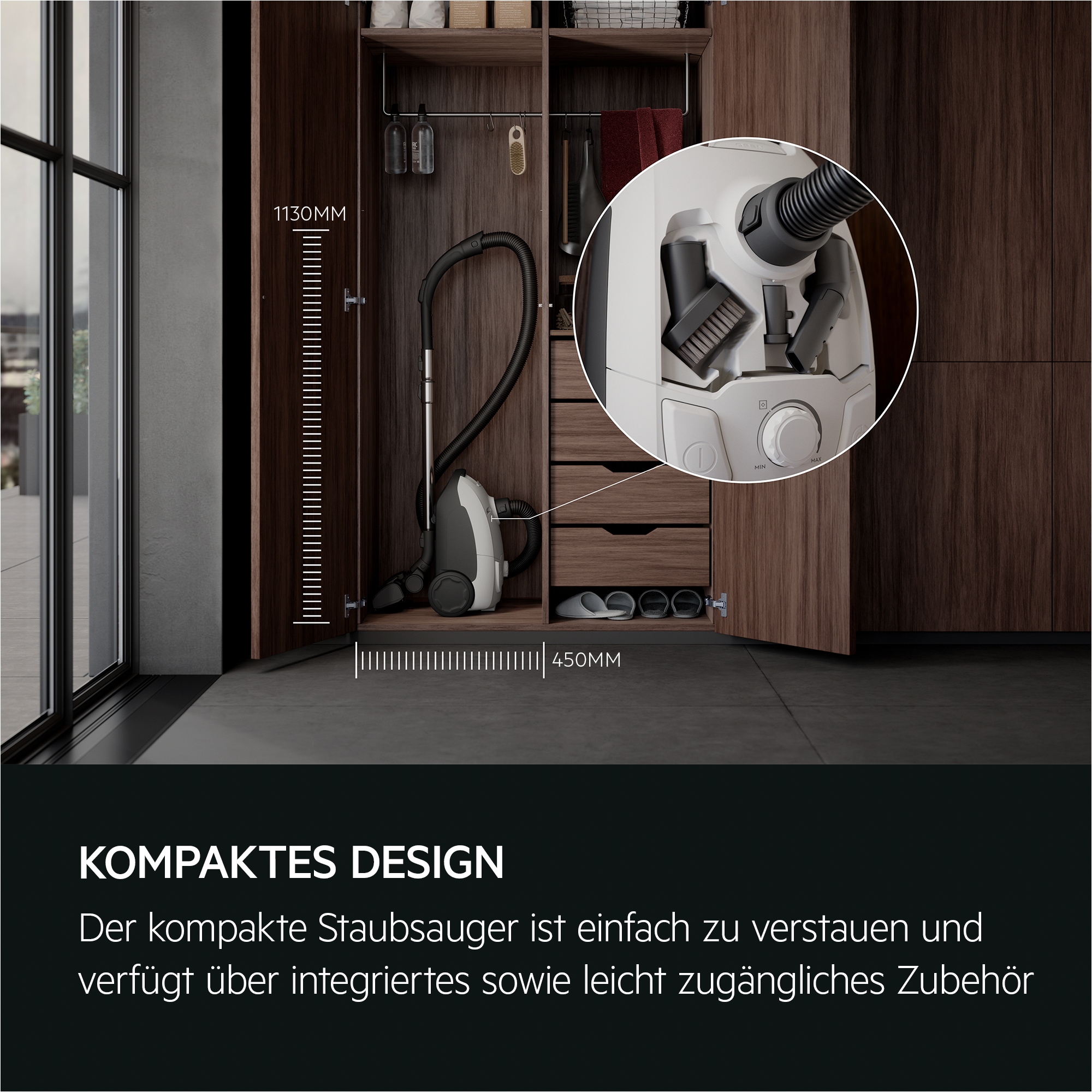 AEG Bodenstaubsauger »CLEAN 5000, hohe Saugleistung, AllFloor-Bodendüse«, 750 W, mit Beutel, AB51C1DB, aus 37 % Recyclingkunststoff, kompakte Größe