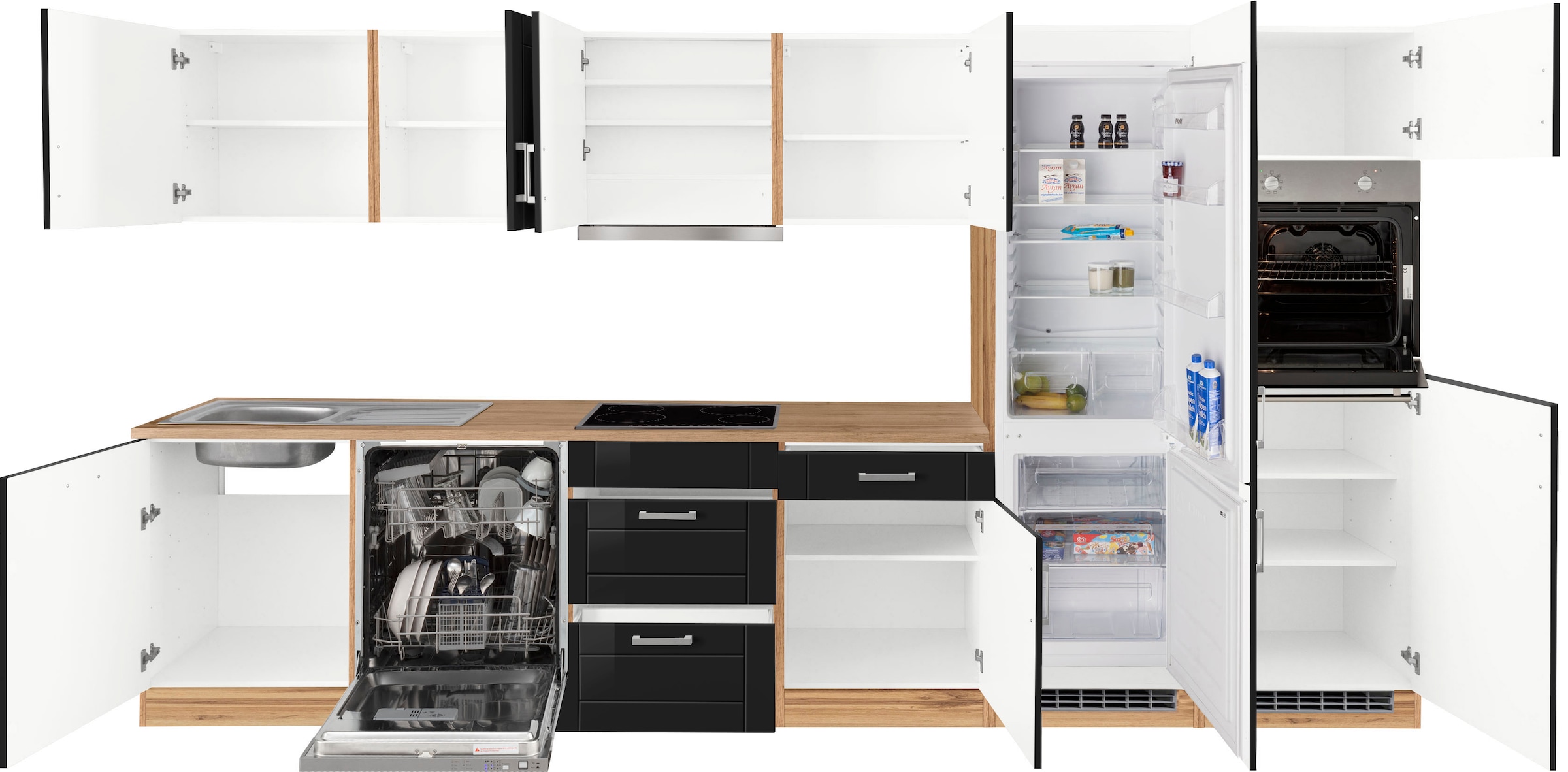 KOCHSTATION Küchenzeile »KS-Tinnum«, mit E-Geräten, Breite 360 cm
