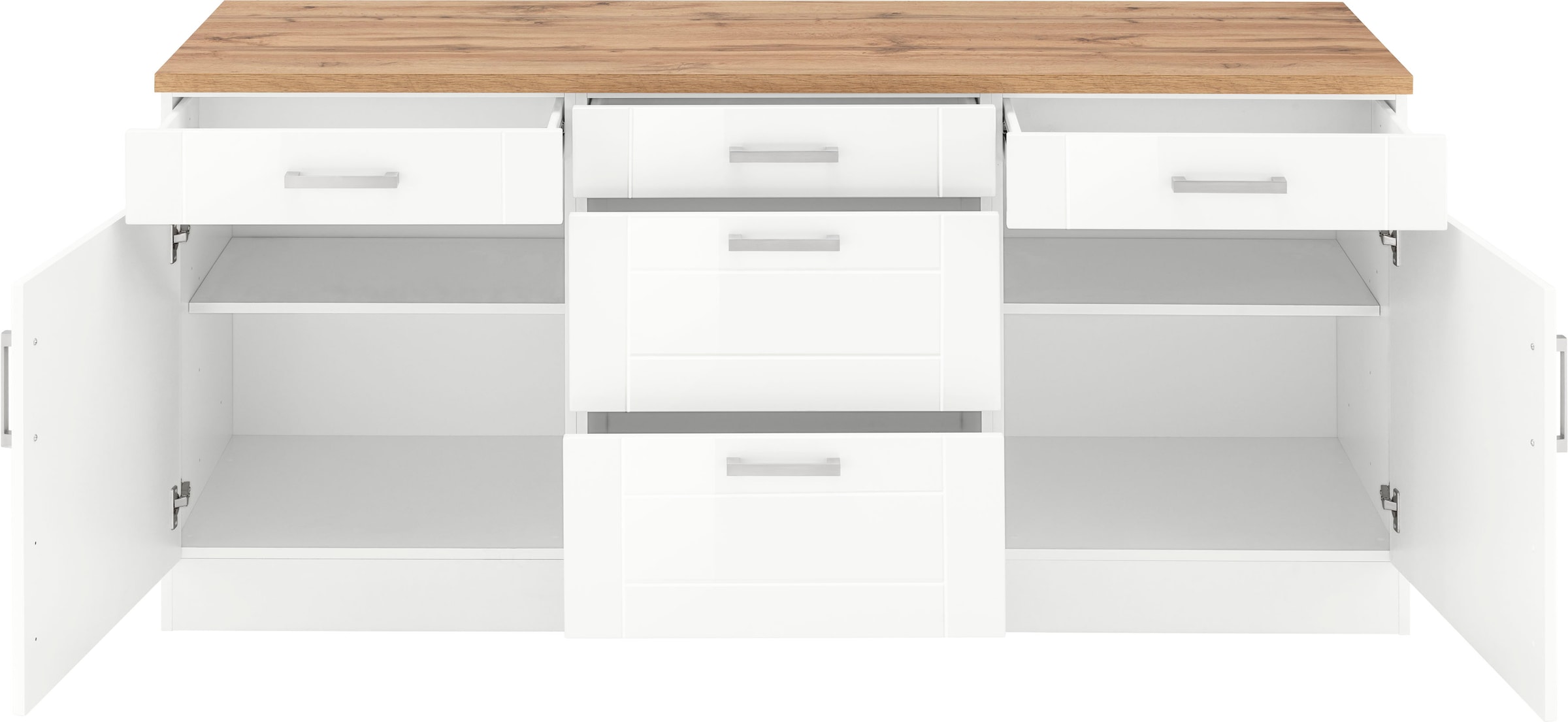 KOCHSTATION Unterschrank »KS-Tinnum«, 180 cm breit, Metallgriffe, MDF Fronten, 3 Schubkästen, 2 Auszüge