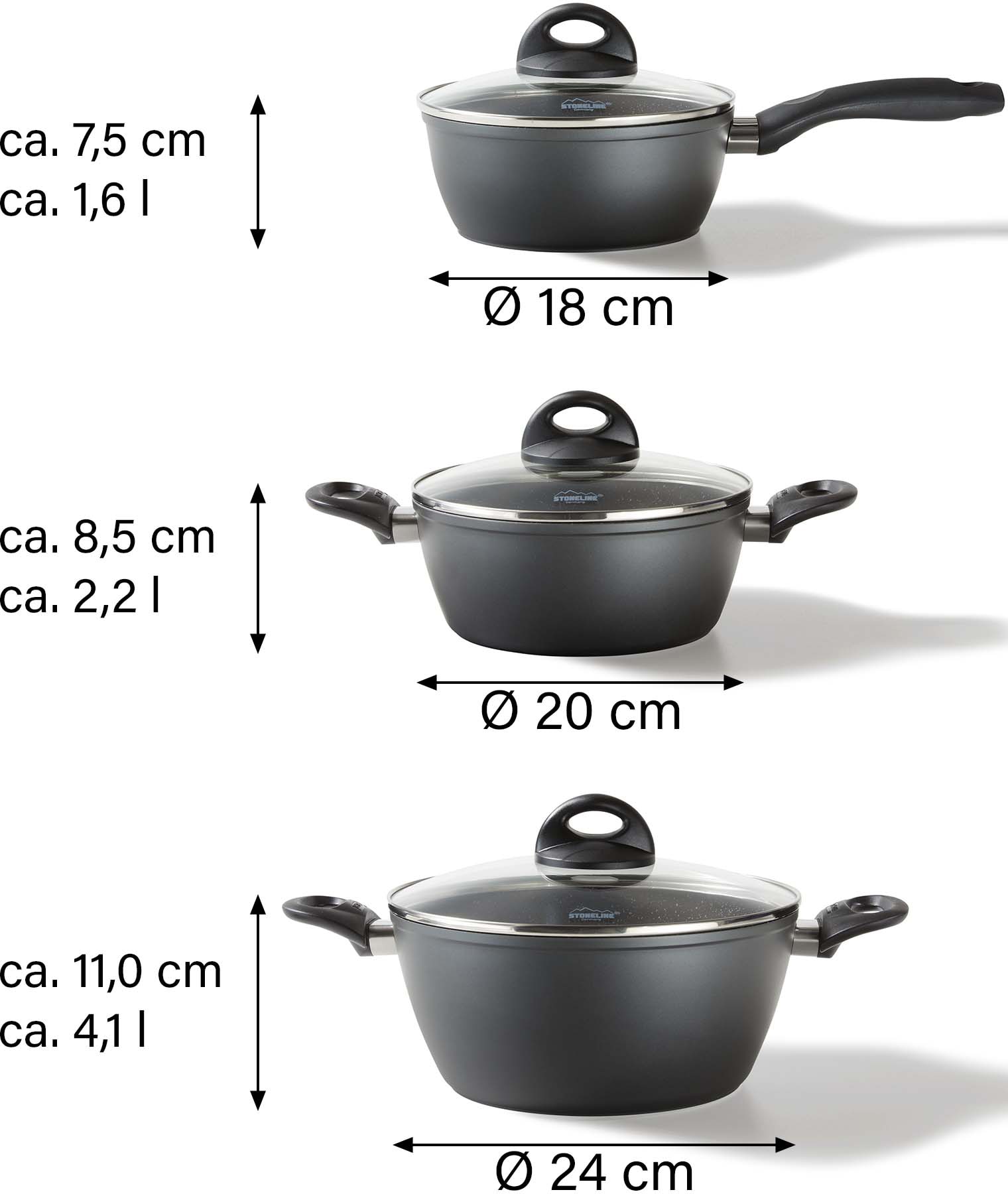 STONELINE Topf-Set »CERAMIC«, Aluminium, (Set, 6 tlg.), Induktion auf Raten  bestellen