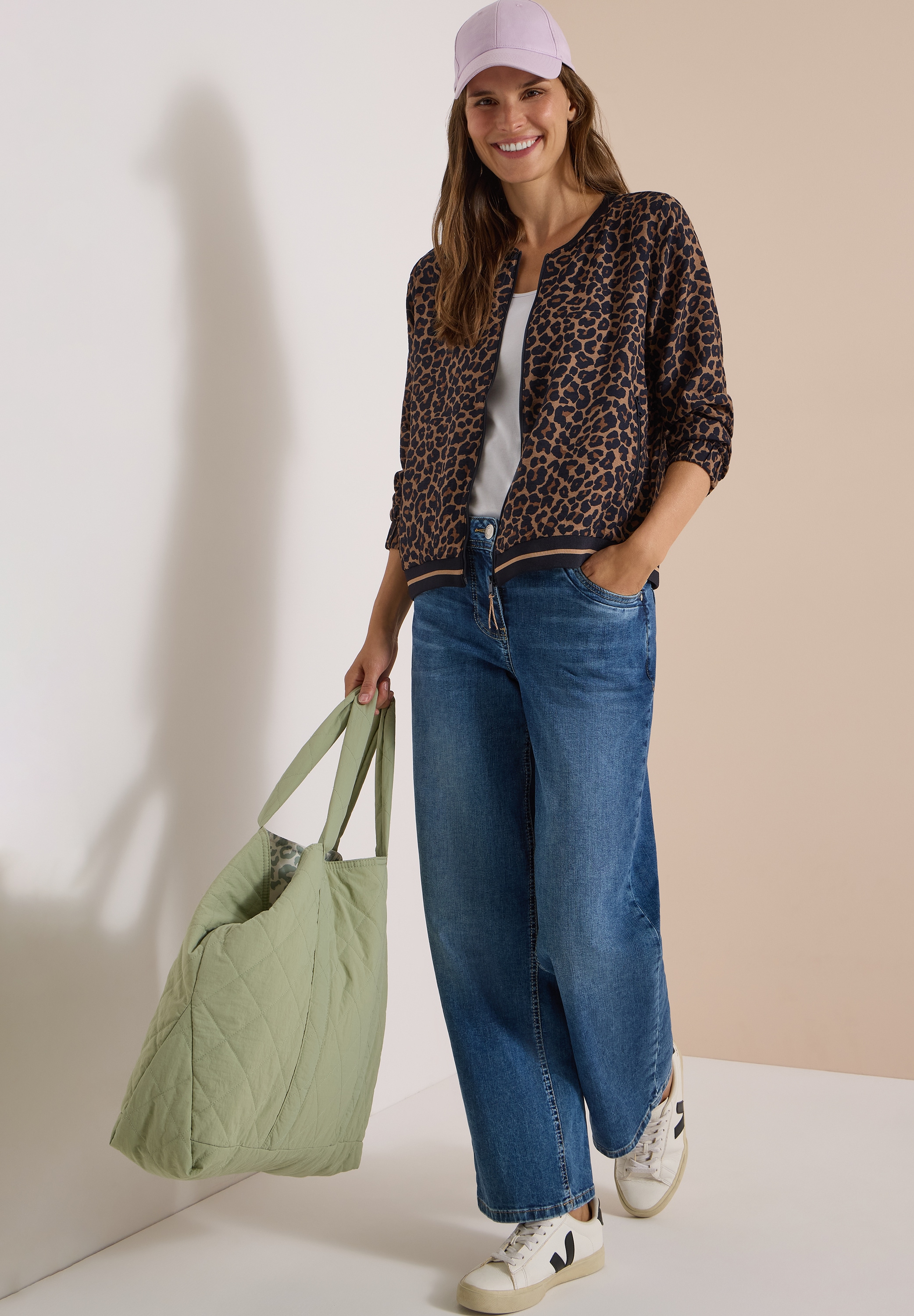 Cecil Blouson Elastikbund, Viskosemischung, Animal Print