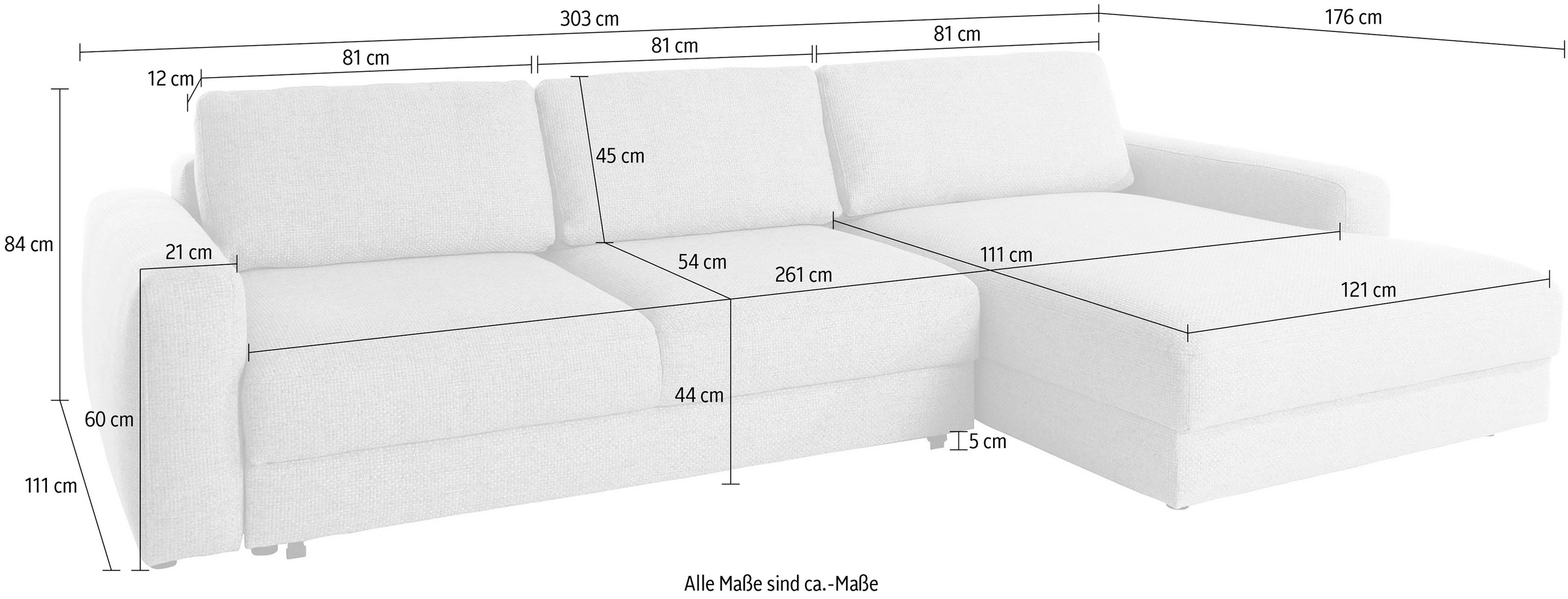 Places of Style Ecksofa »Bloomfield, bequem und elegant, OTTOs Choice, L-Form«, wahlweise mit Bettfunktion und Bettkasten
