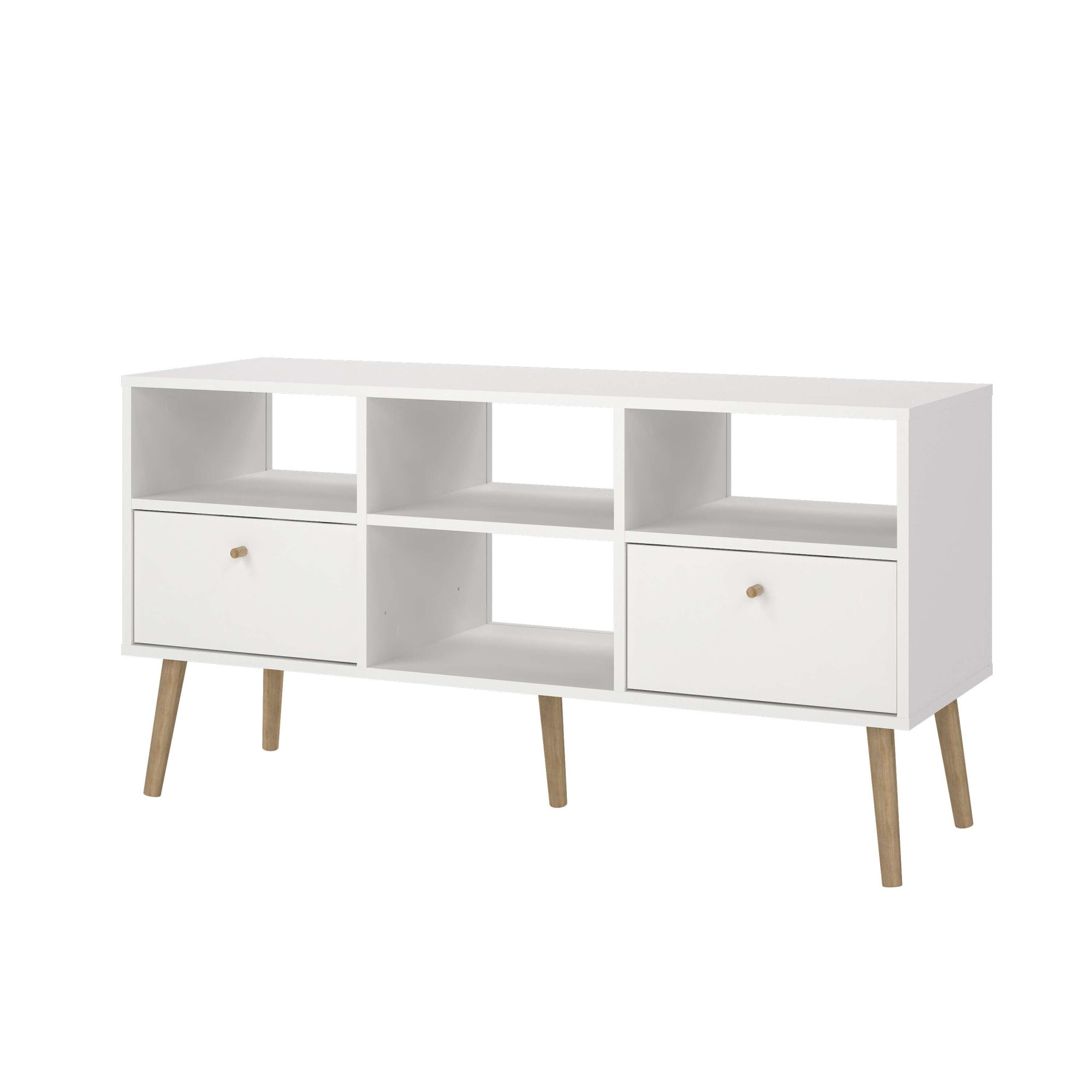 andas TV-Board »Bodo TV-Möbel, TV-Unit, Mediamöbel, Regal«, 2 Schubladen und 4 offene Fächer, Beine und Griffe aus Massivholz
