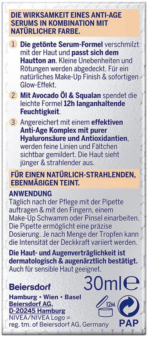 Nivea Foundation »CELLULAR 3IN1 HYALURON SERUM FOUNDATION« mit natürlicher Deckkraft, für kleine Unebenheiten und Rötungen