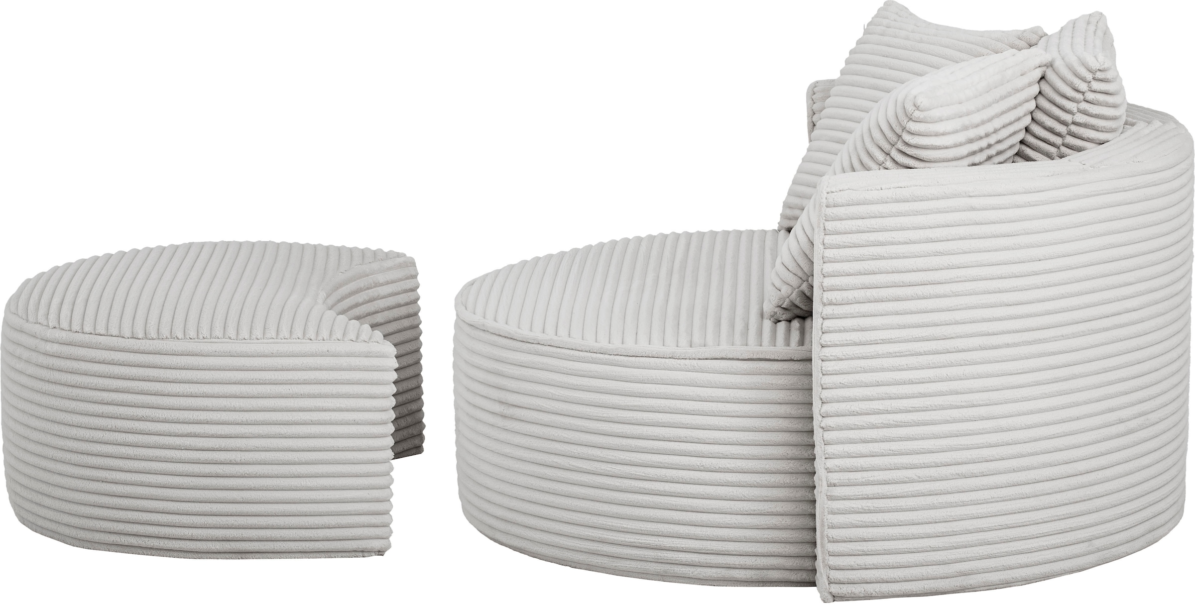 LeGer Home by Lena Gercke XXL-Sessel »ISALIE, Rundsessel mit Hocker, Lesesessel, Loveseat, Big-Sessel«, (Set), trendige Stoffe, mit 3 Zierkissen, große Sitzfläche