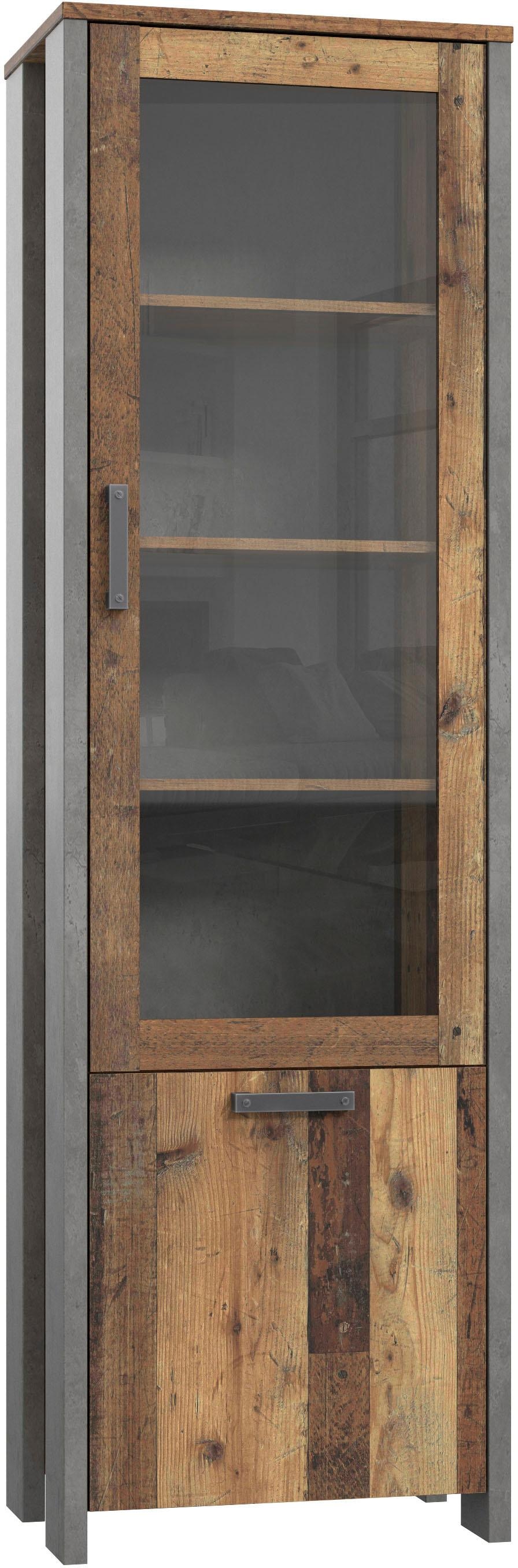 Vitrine CLIF von Forte Old-Wood Vintage / Beton günstig online kaufen