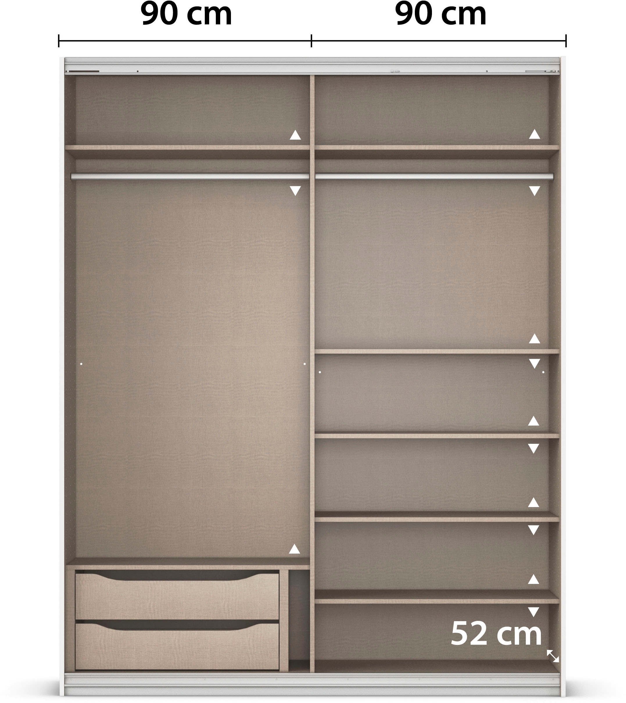 INOSIGN BY RAUCH Schwebetürenschrank »Kleiderschrank Schrank Garderobe Schlafzimmerschrank THANOS«, (in 3 verschiedenen Ausstattungen BASIC/CLASSIC/PREMIUM), Optional mit Spiegel, Metall-Griffleisten alufarben MADE IN GERMANY