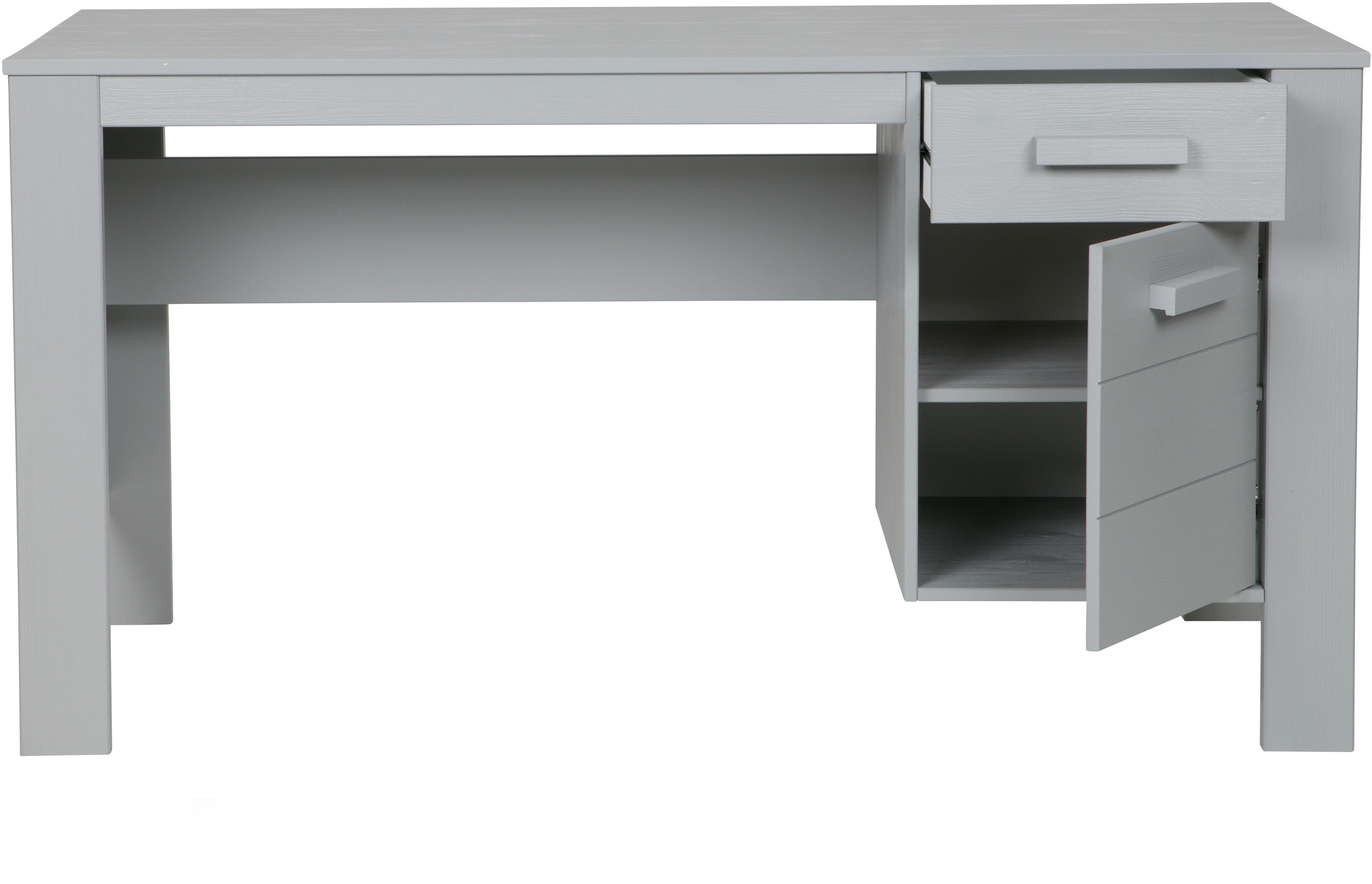 WOOOD Schreibtisch »Julius FSC®-Kiefernholz, gebürstet, mit zwei Schubladen 141x59x74 cm« Gebürstete Oberfläche, sichtbare Maserung, wasserbasiert lackiert