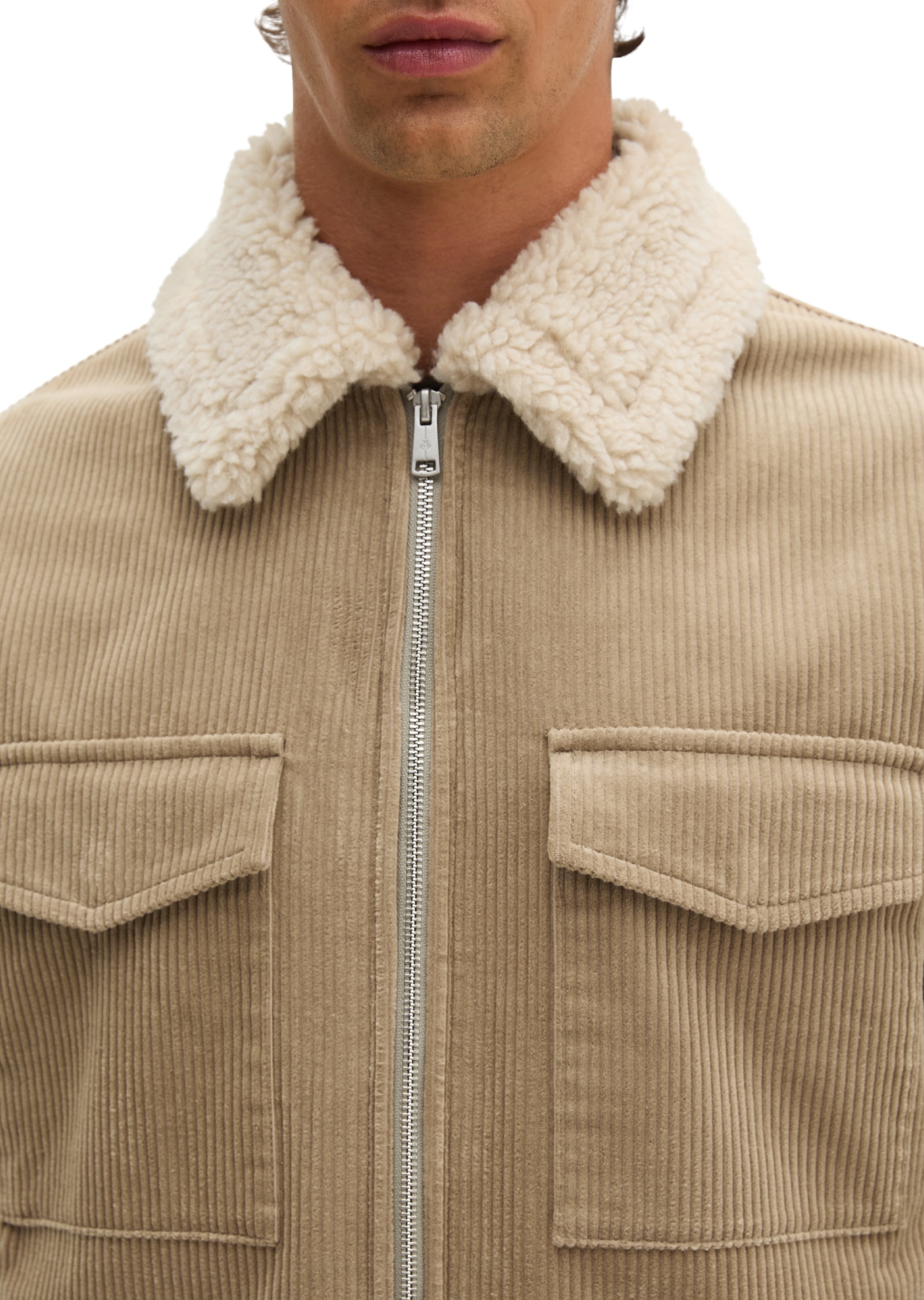 Marc O'Polo Cordjacke regular mit flauschigem Teddyfellfutter