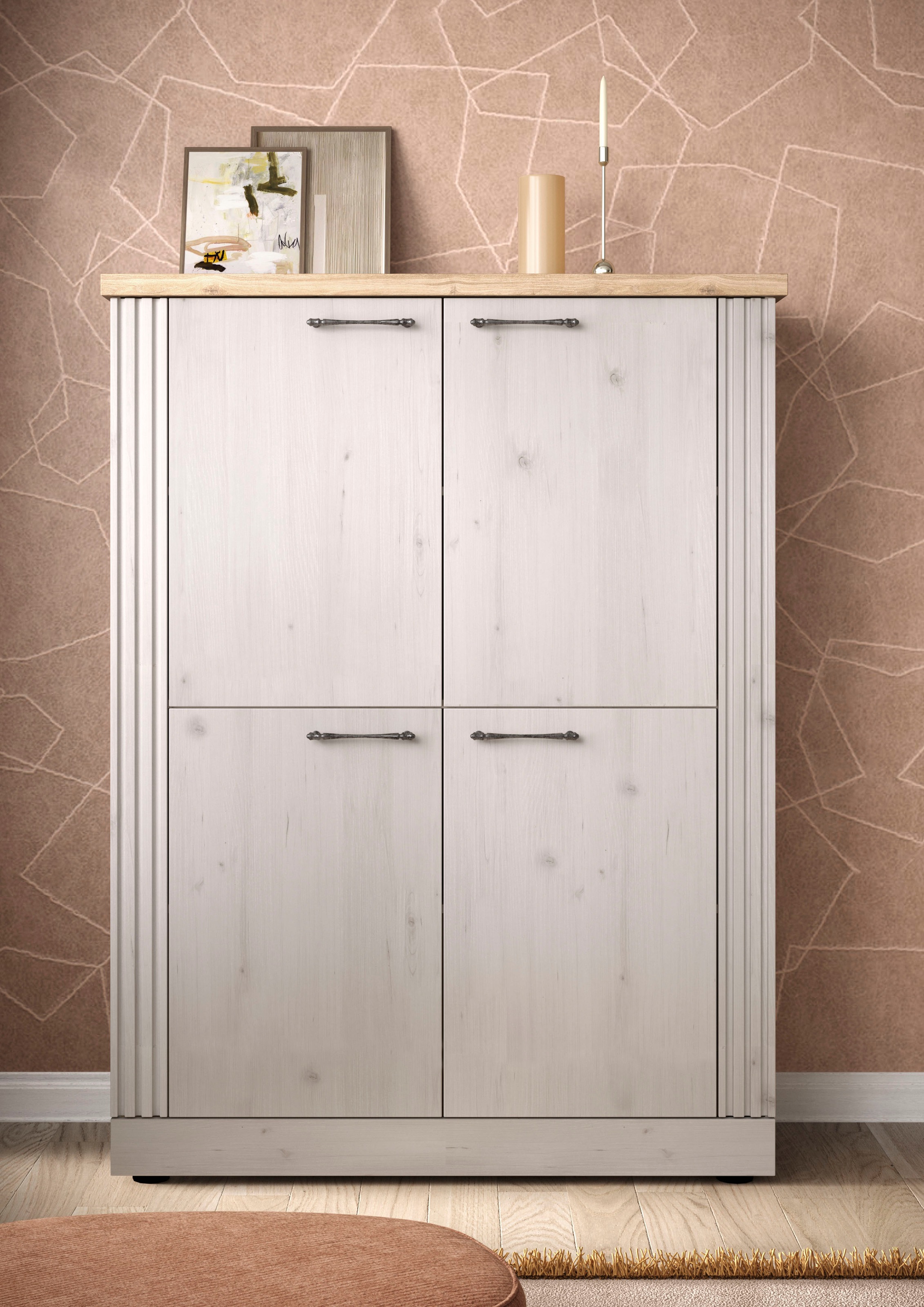 Home affaire Highboard »Country Höhe 160 cm u. Breite 118 cm, Kommode mit 4 günstig online kaufen