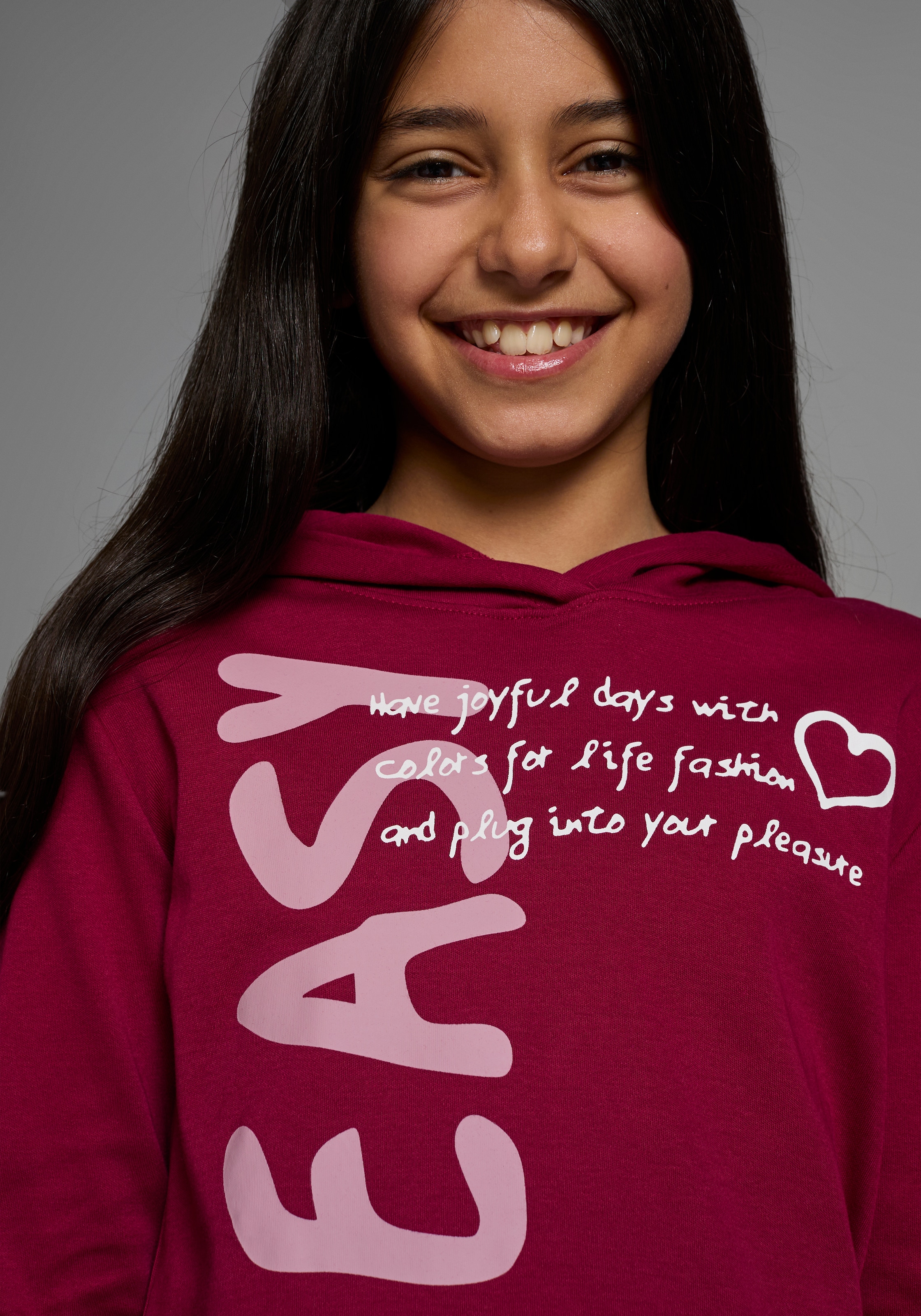 KIDSWORLD Kapuzenshirt »SO EASY - Print« Langarm,  Basic-Passform,  mit modischen Drucken