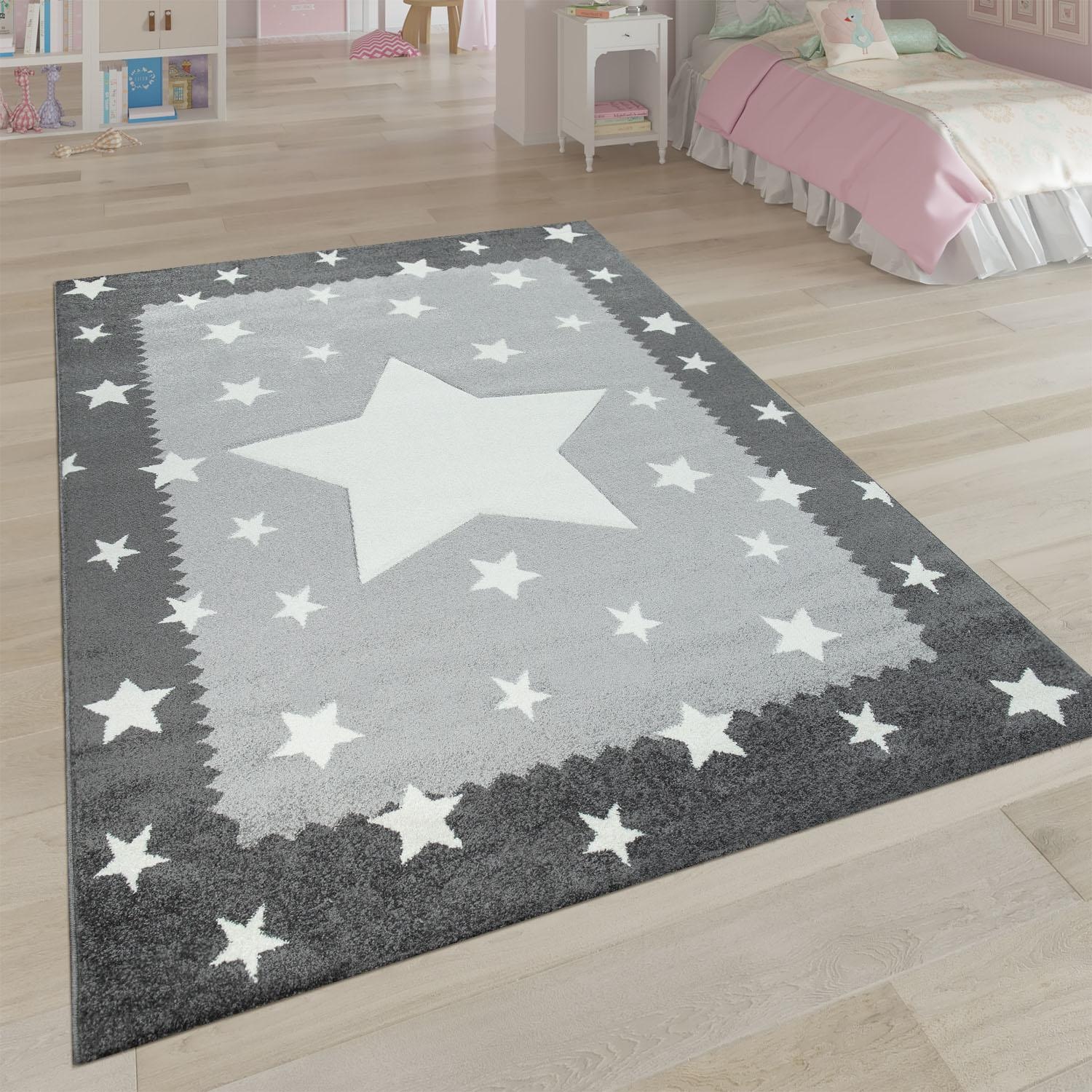 4. Bild von Paco Home Kinderteppich »Ela 398«, rechteckig, 3D-Design, Motiv Sterne, Pastell-Farben, mit Bordüre, Kinderzimmer